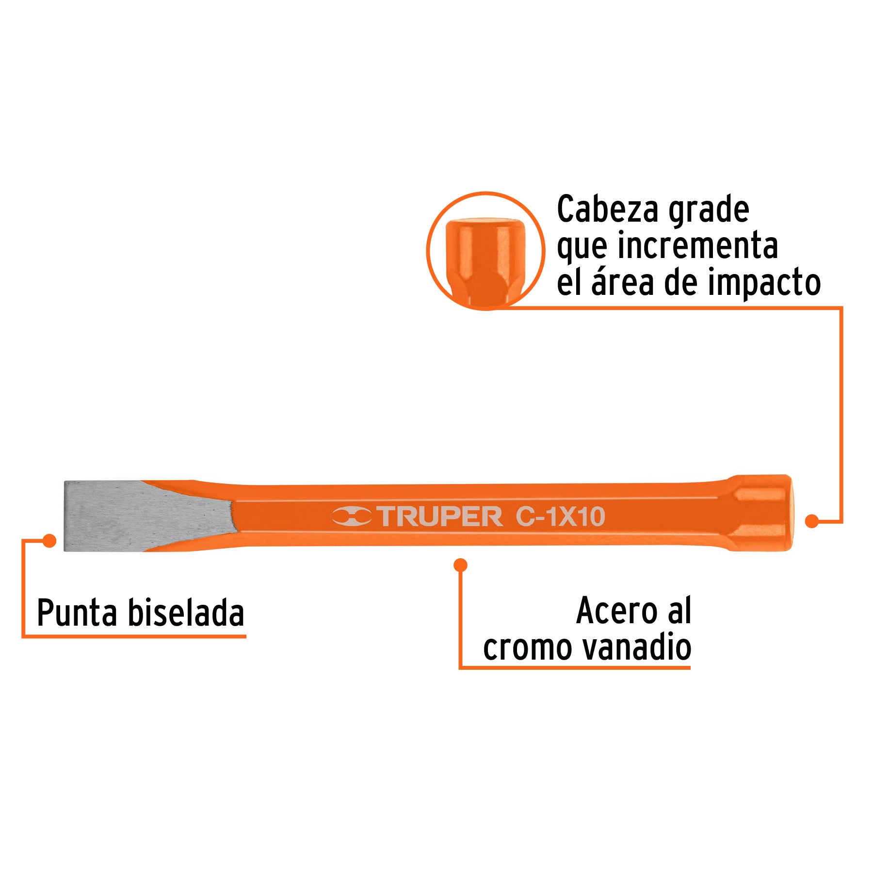 Cincel de corte frío de 1 X 10", TRUPER