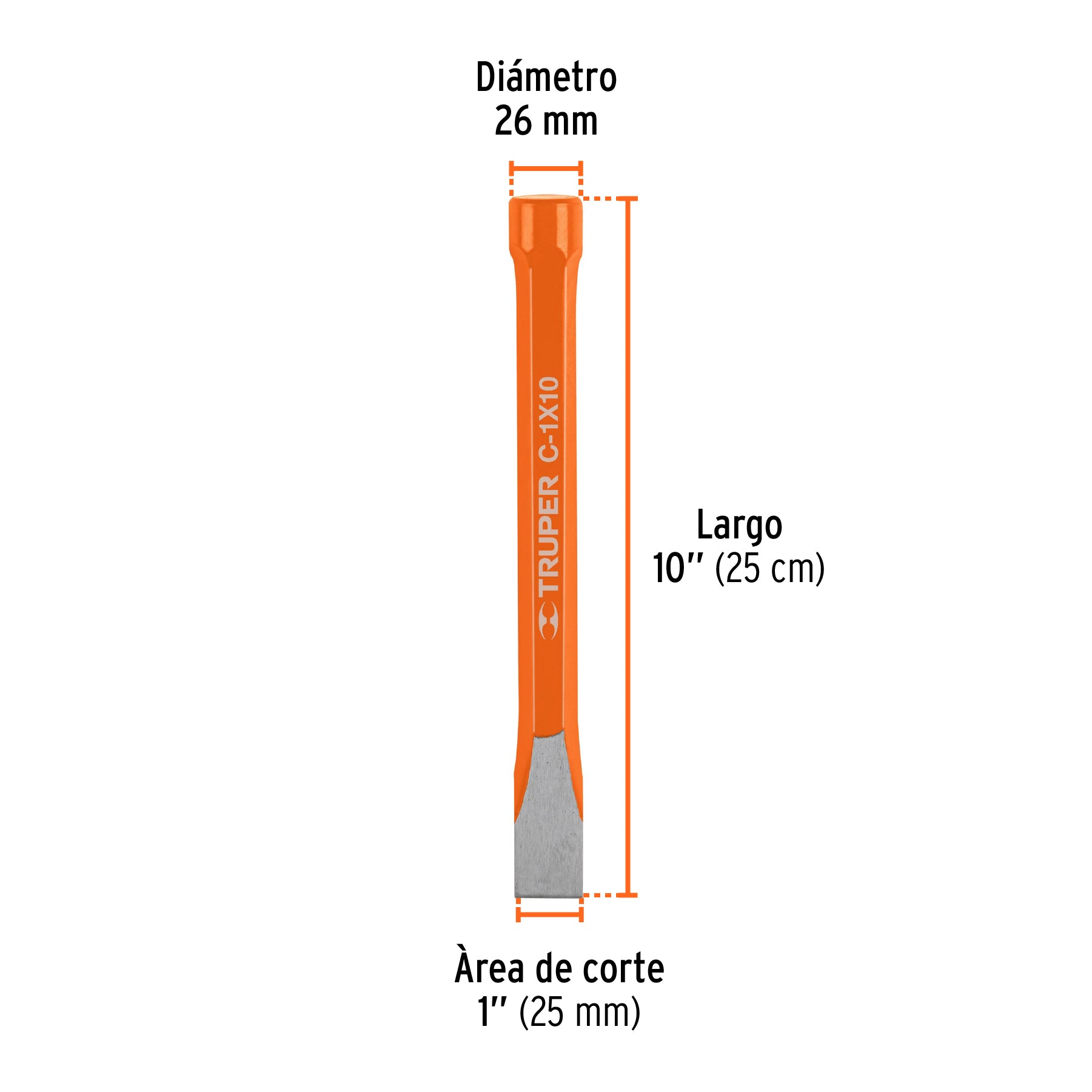 Cincel de corte frío de 1 X 10", TRUPER
