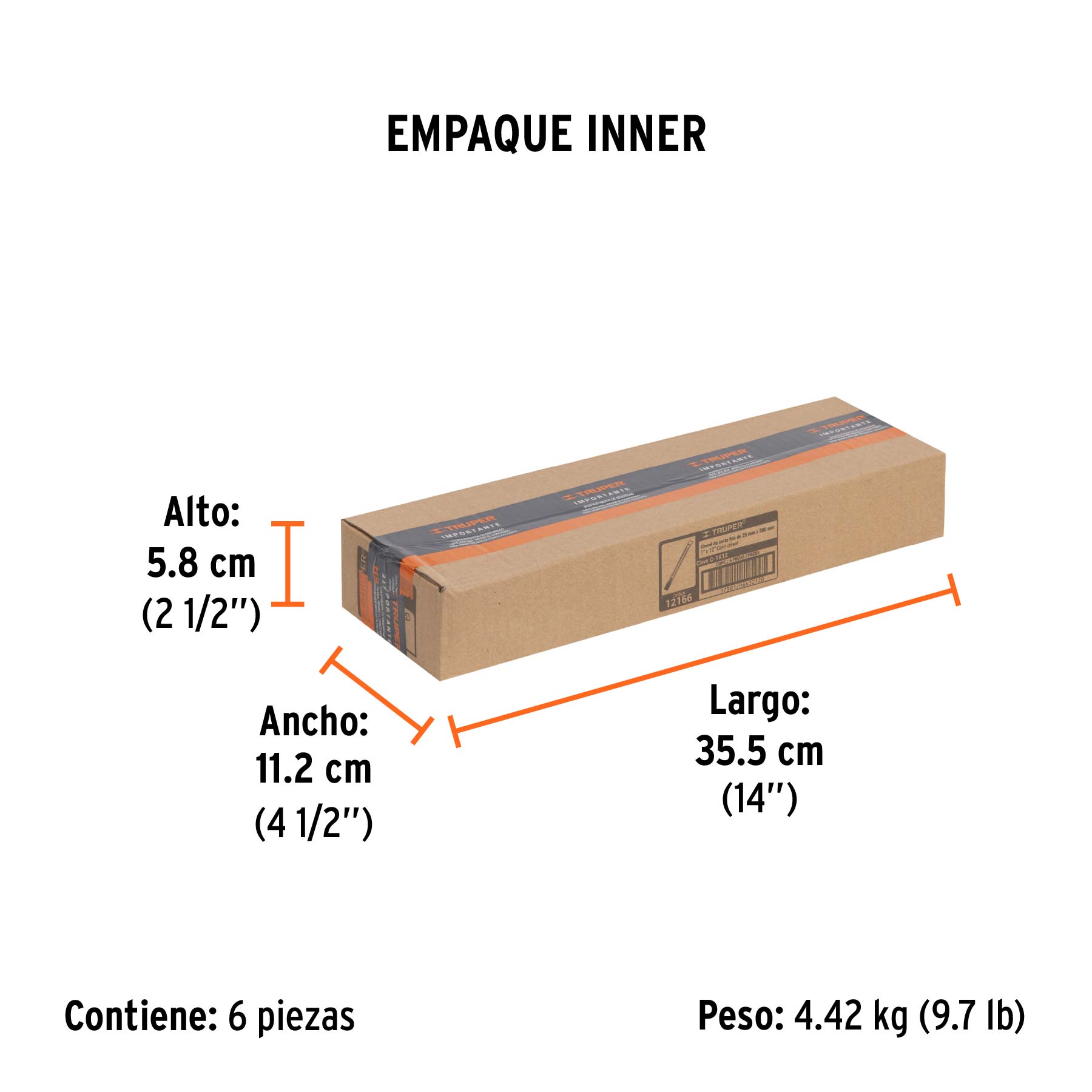 Cincel de corte frío de 1 X 12", TRUPER - Empaque