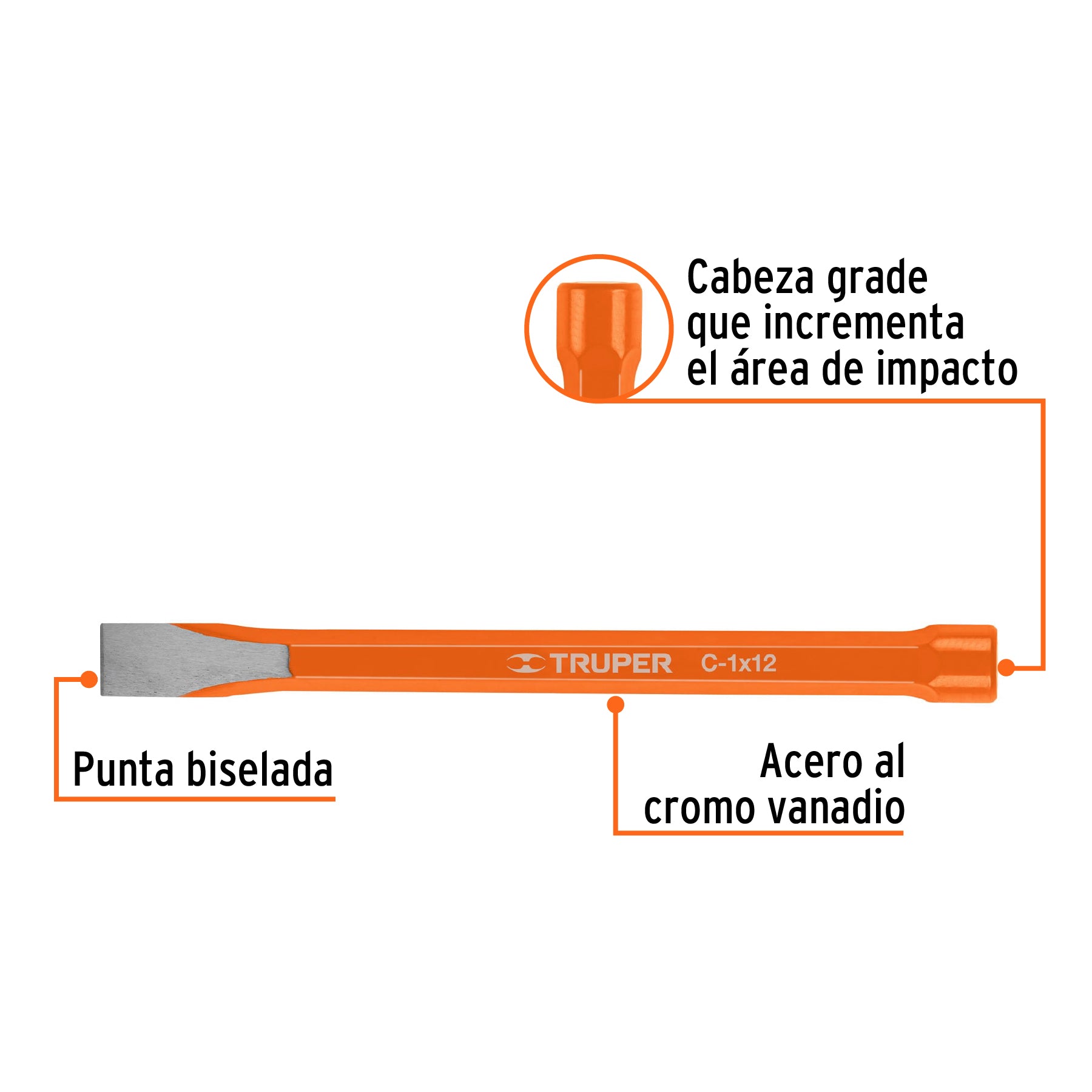 Cincel de corte frío de 1 X 12", TRUPER