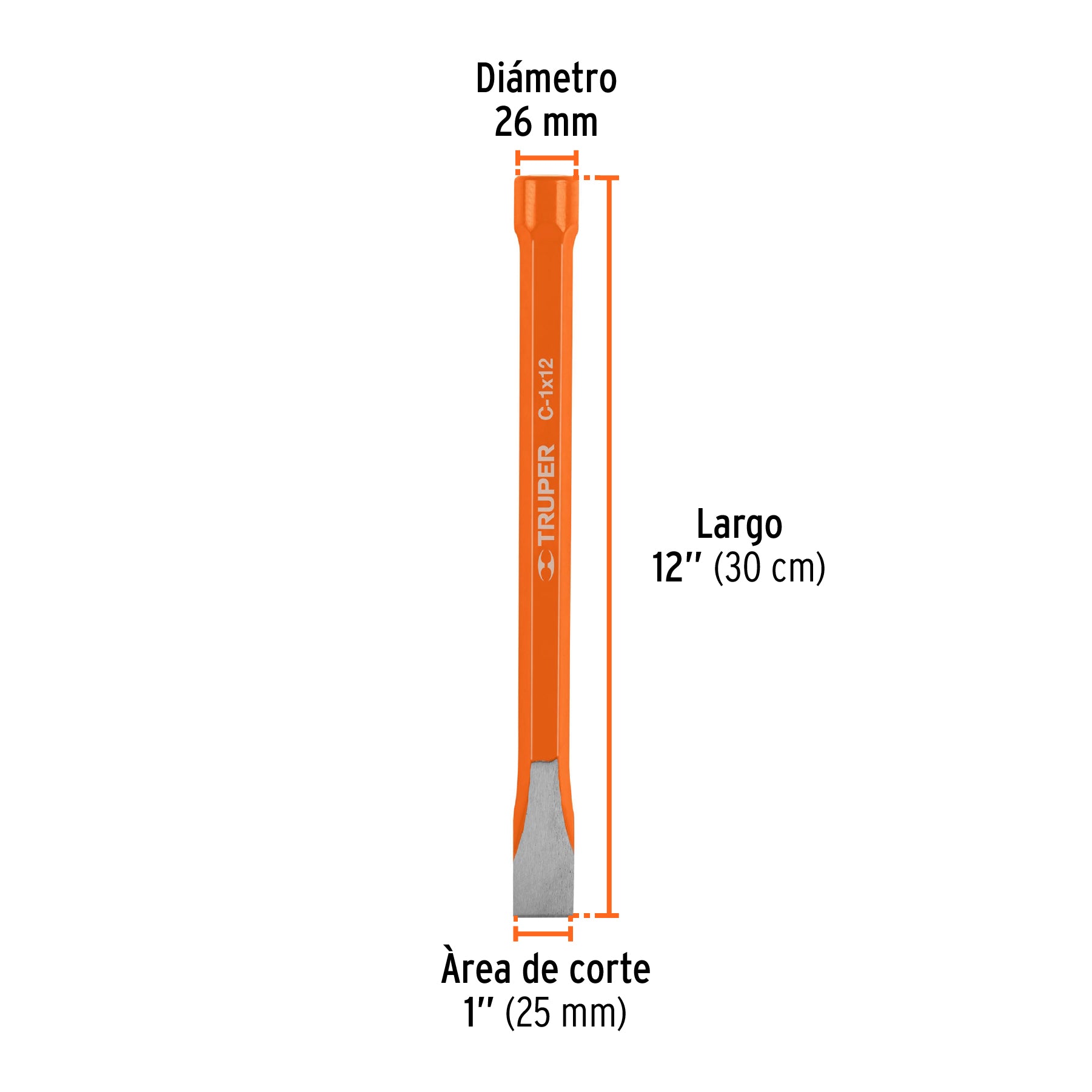 Cincel de corte frío de 1 X 12", TRUPER