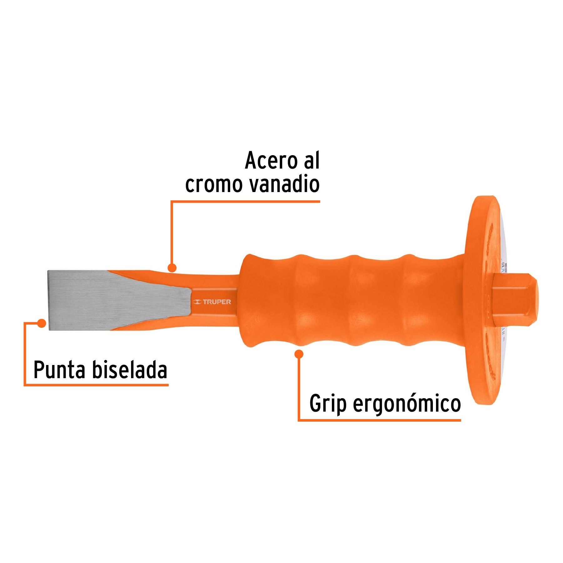 Cincel de corte frío 1 x 8" con grip, TRUPER