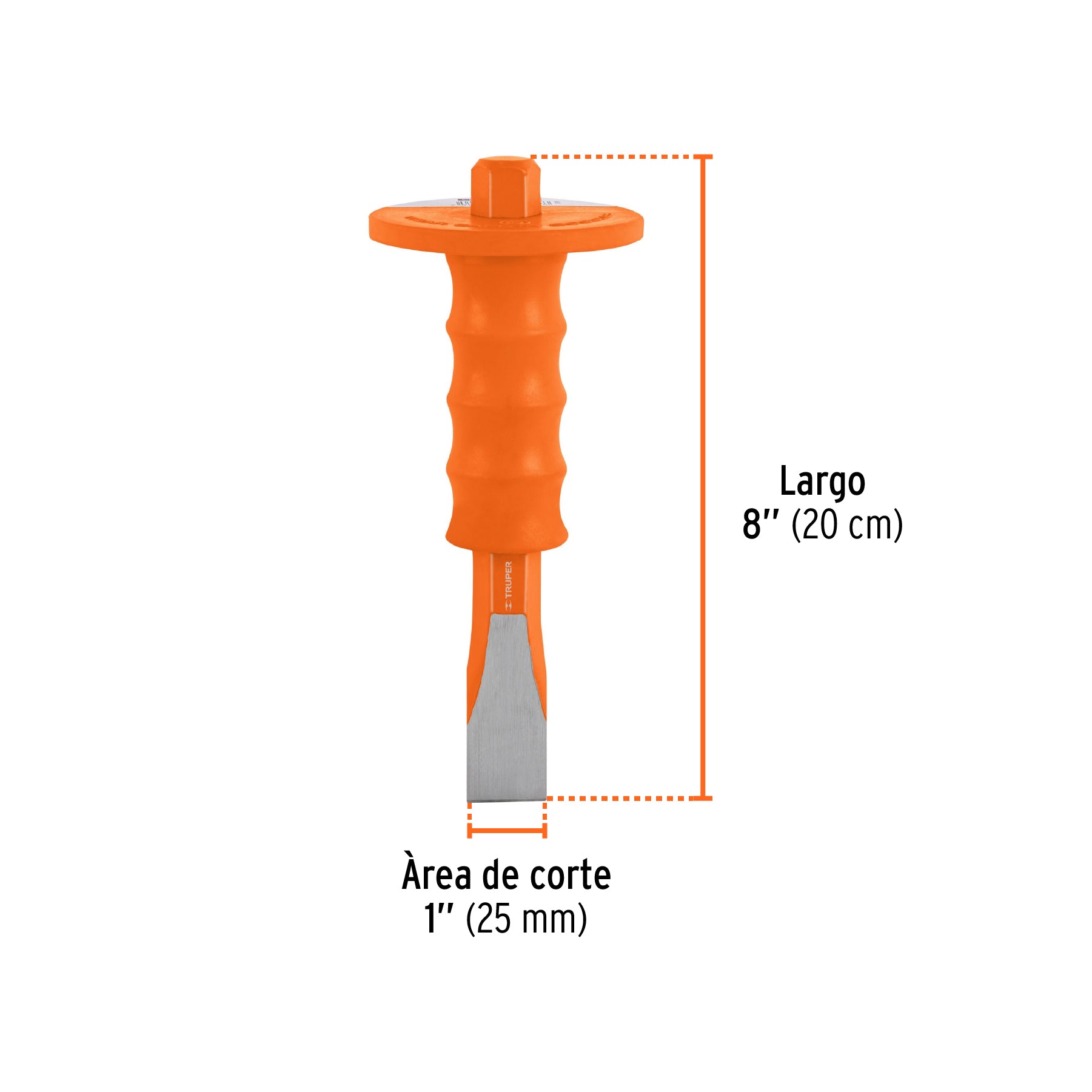 Cincel de corte frío 1 x 8" con grip, TRUPER
