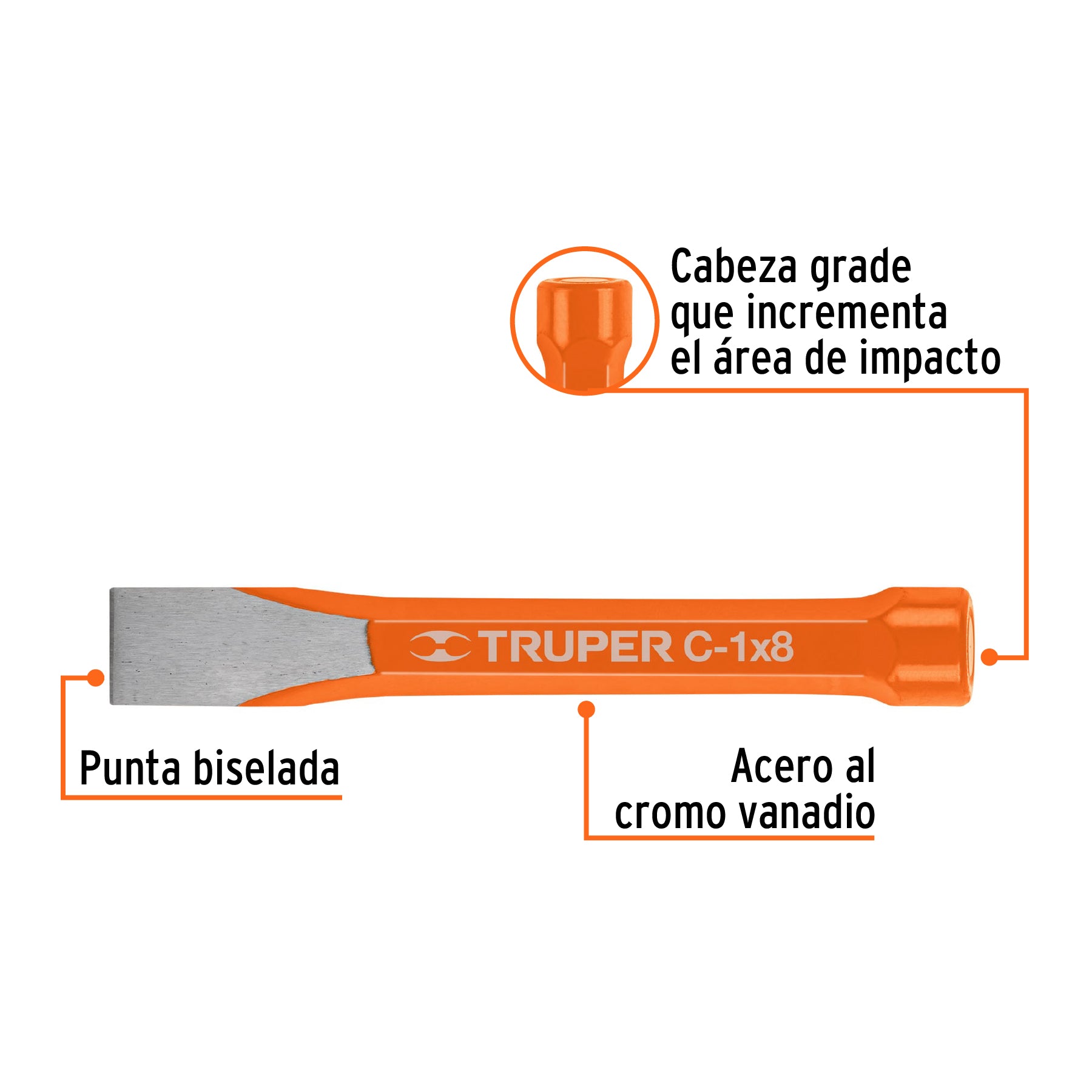 Cincel de corte frío de 1 X 8", TRUPER