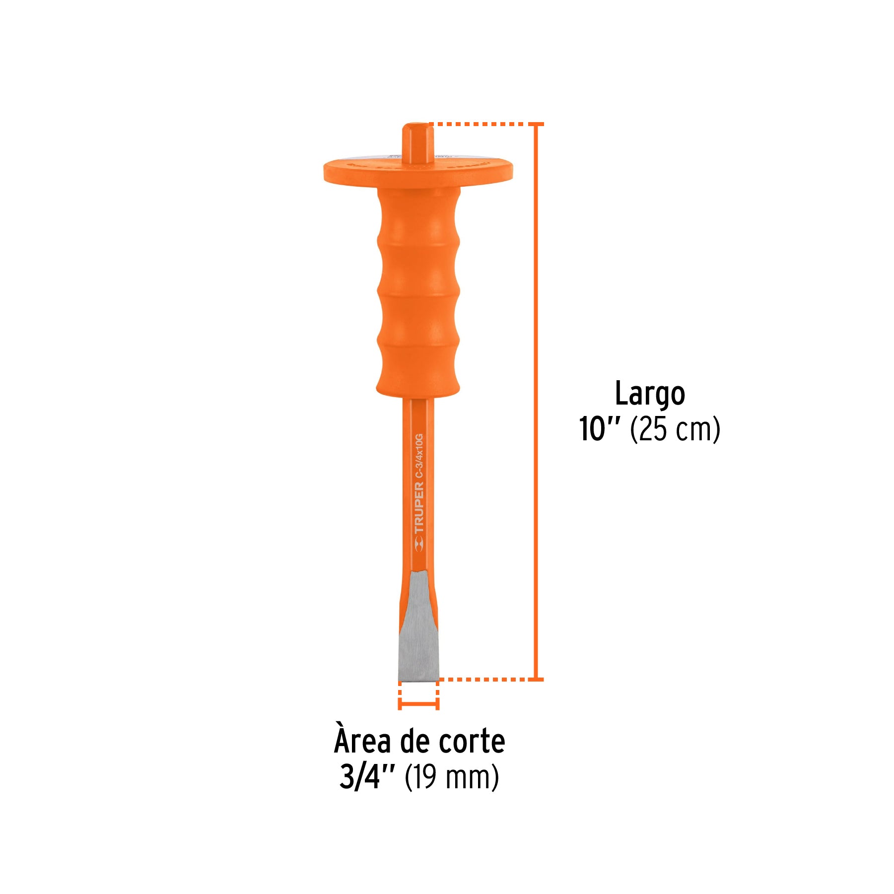 Cincel de corte frío 3/4 x 10" con grip, TRUPER