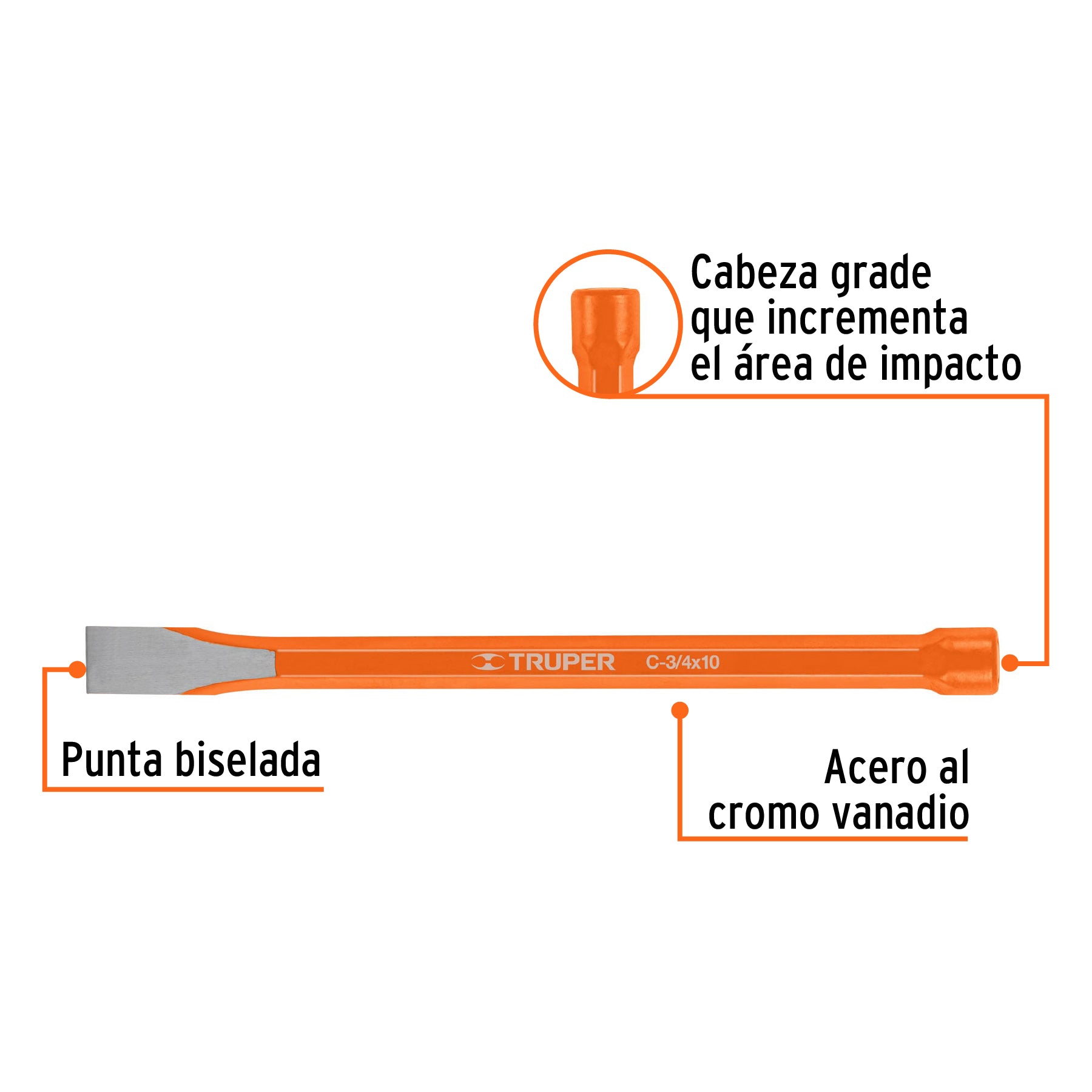 Cincel de corte frío de 3/4 X 10", TRUPER