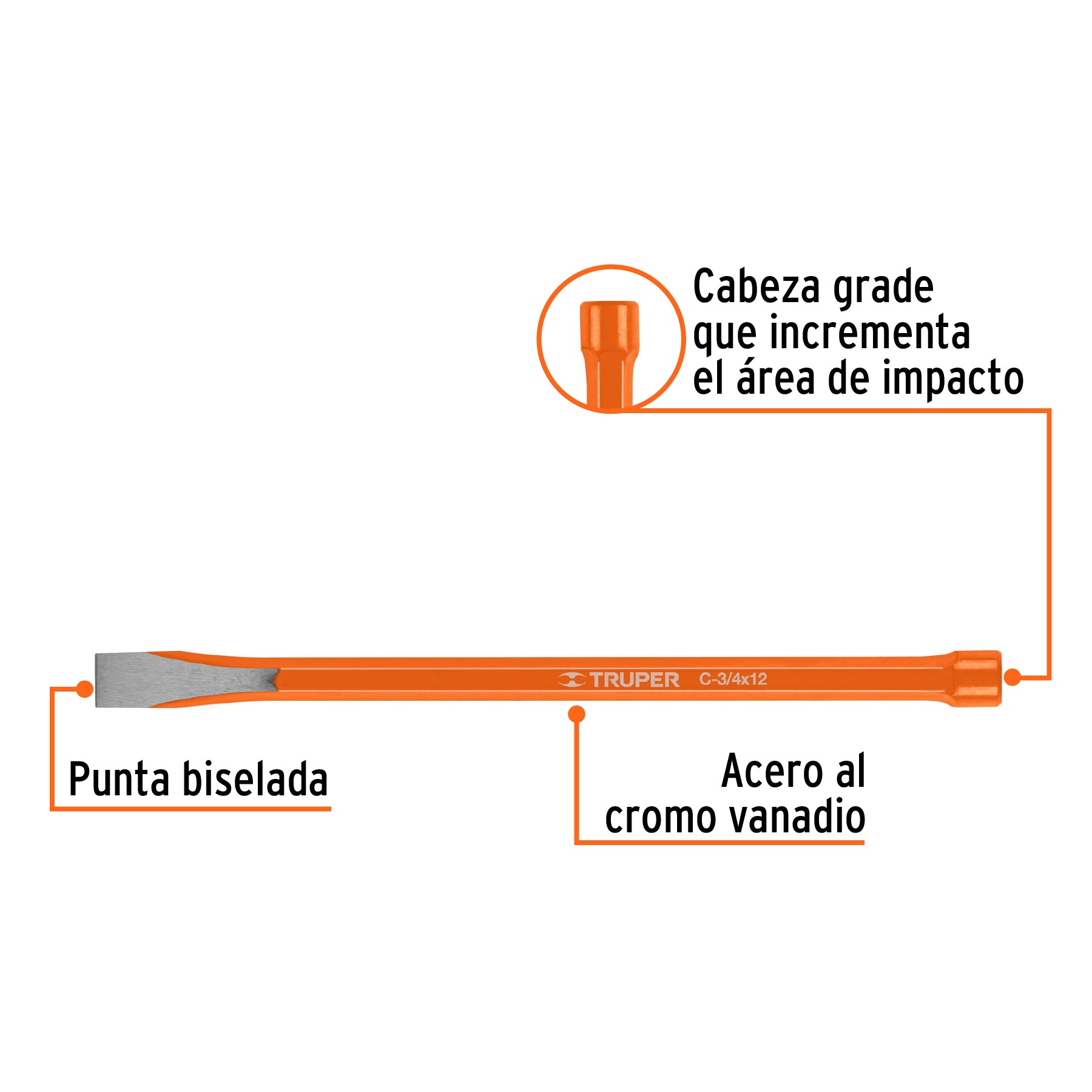 Cincel de corte frío de 3/4 X 12", TRUPER