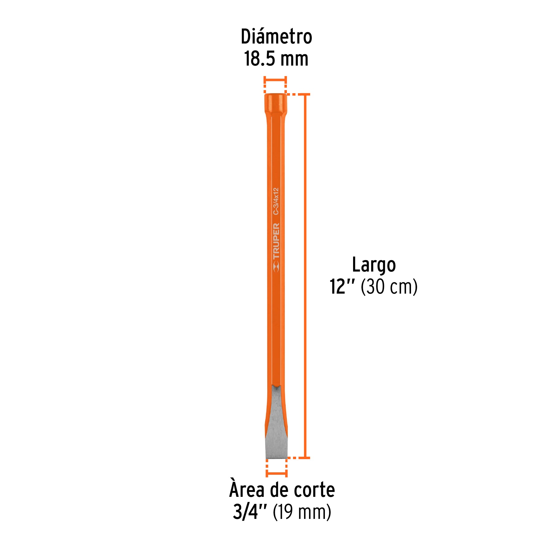 Cincel de corte frío de 3/4 X 12", TRUPER