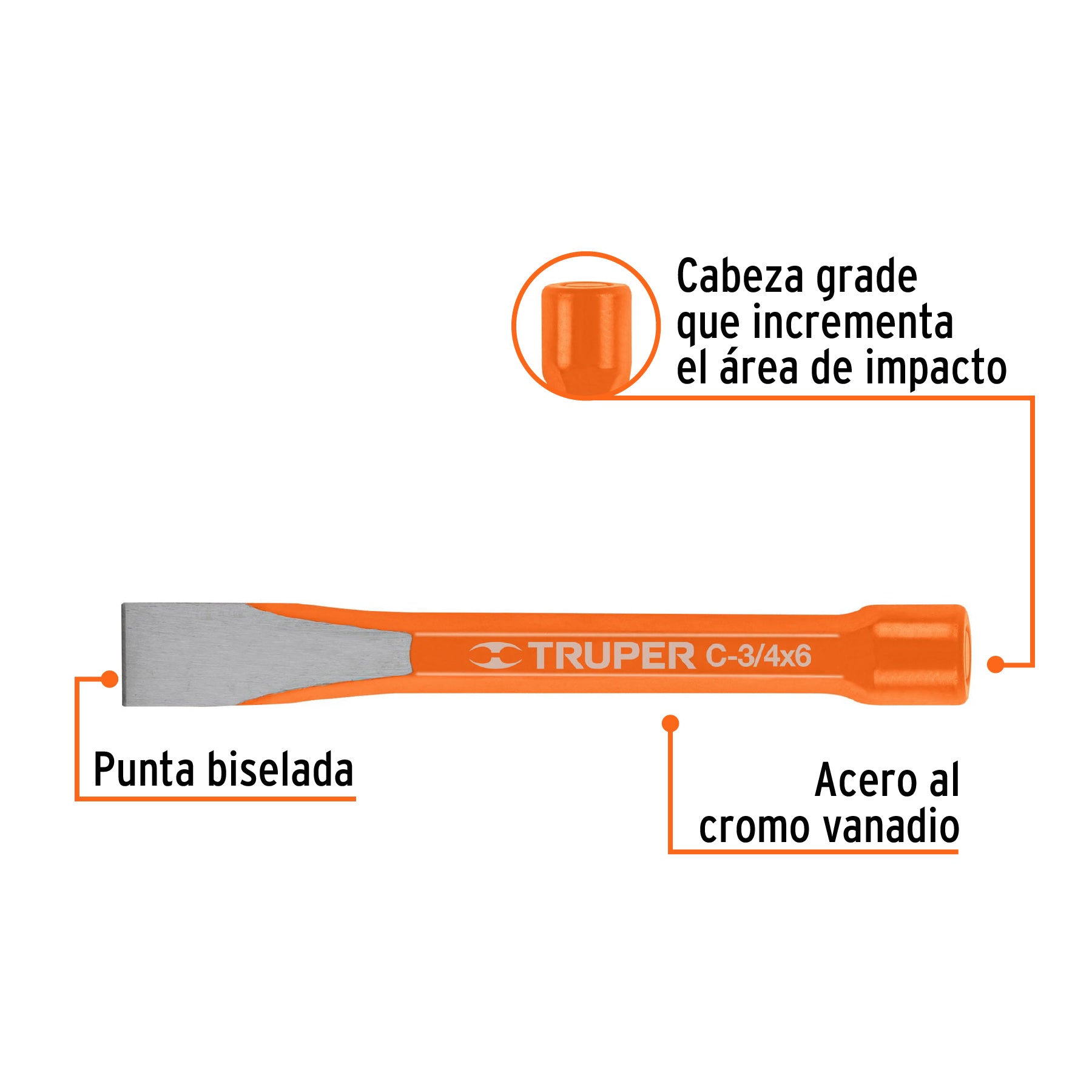 Cincel de corte frío de 3/4 X 6", TRUPER
