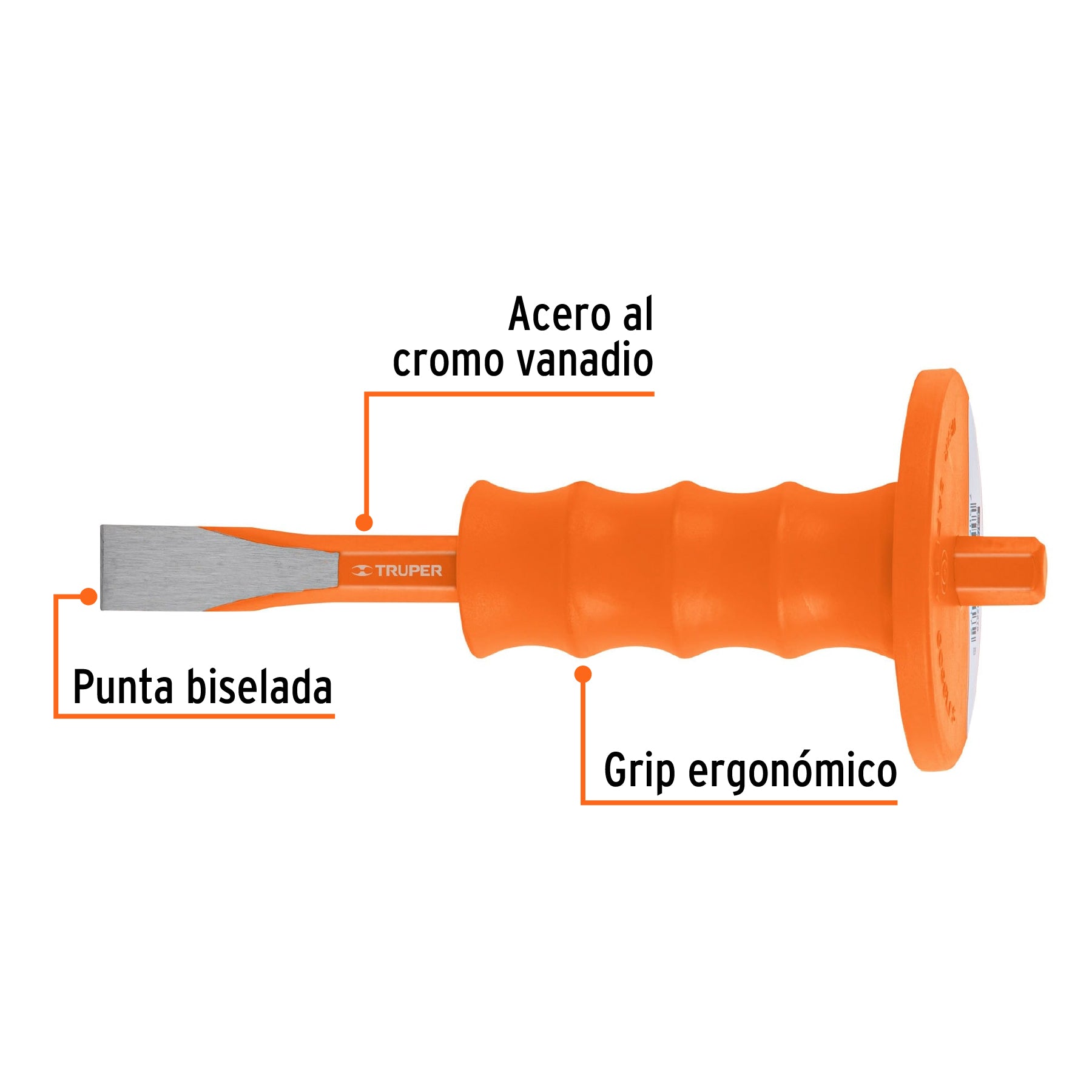 Cincel de corte frío 3/4 x 8" con grip, TRUPER