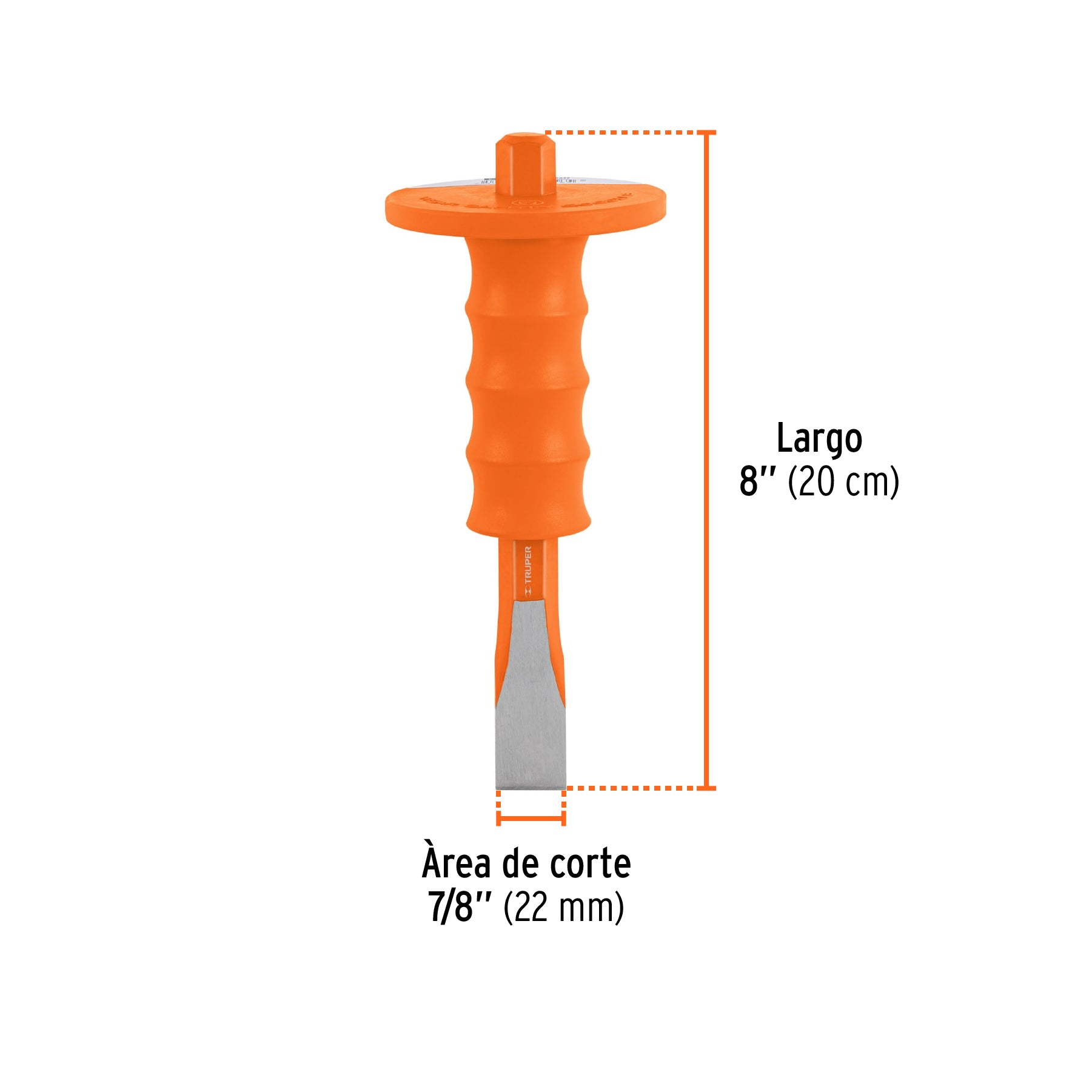 Cincel de corte frío 3/4 x 8" con grip, TRUPER