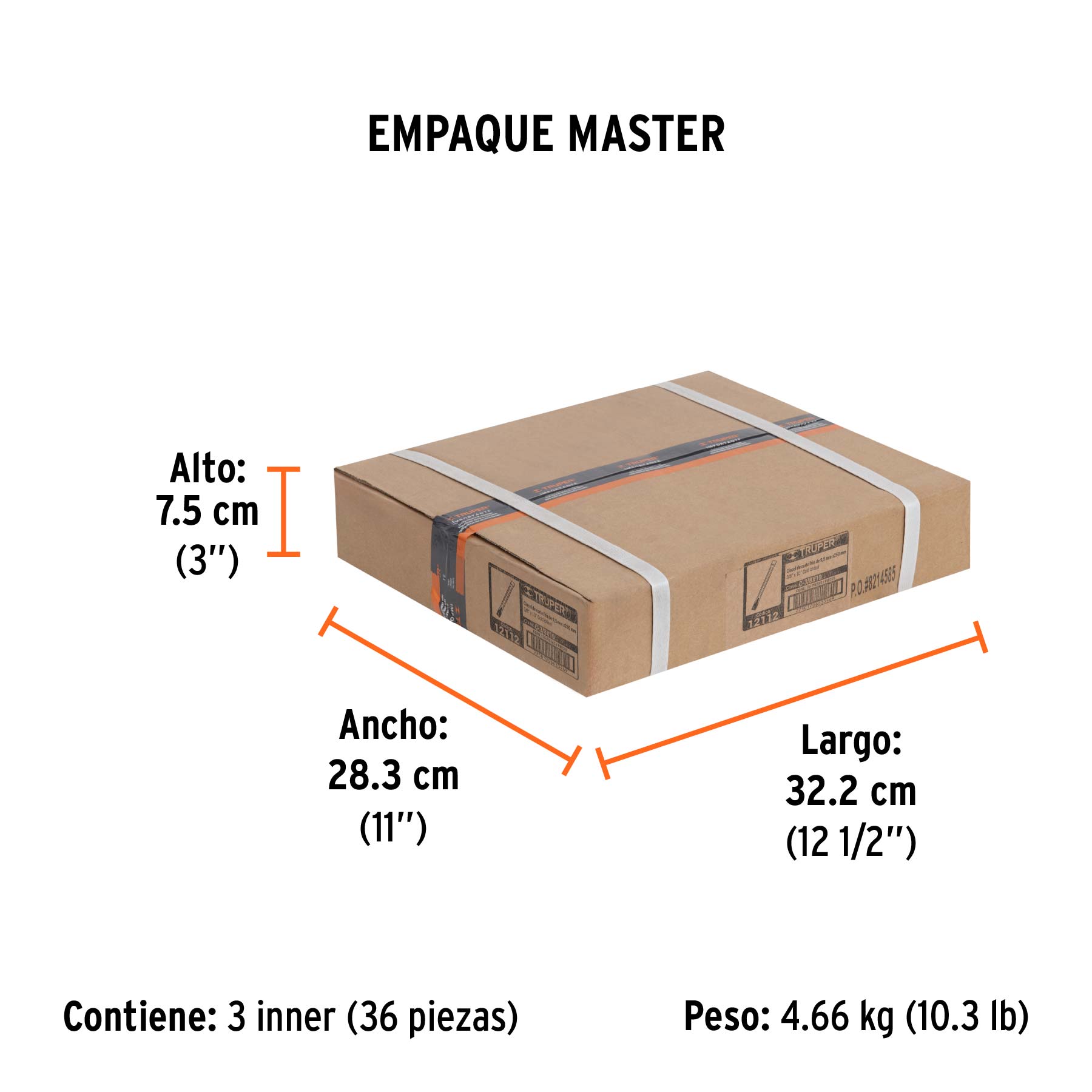 Cincel de corte frío de 3/8 X 10", TRUPER - Empaque