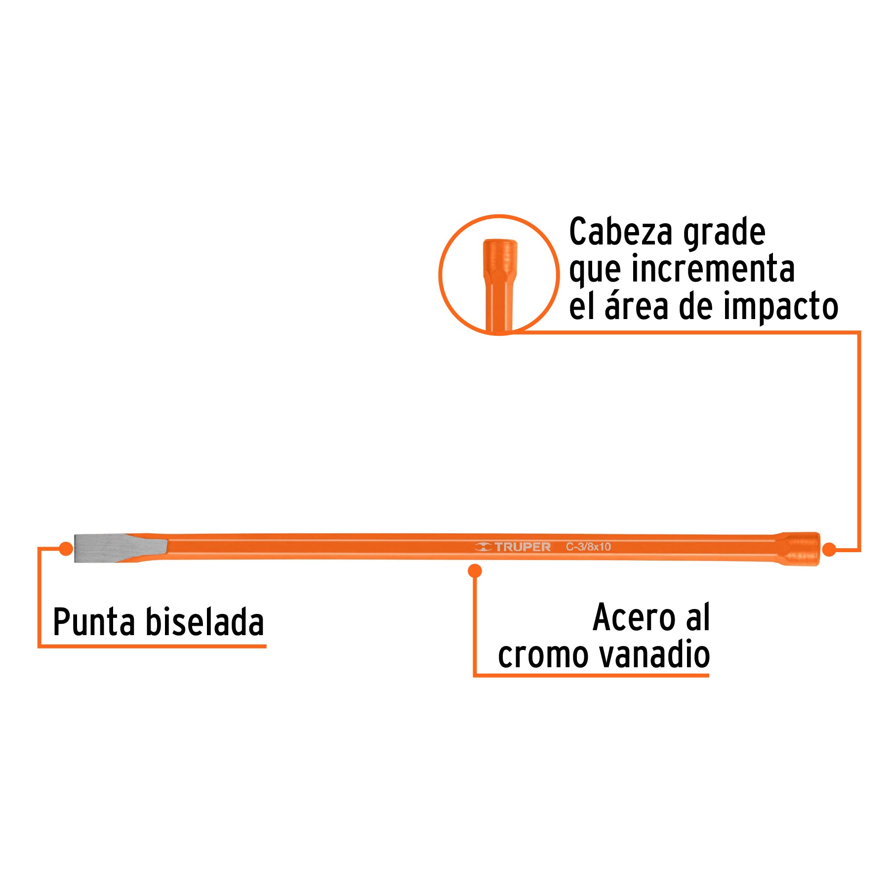 Cincel de corte frío de 3/8 X 10", TRUPER