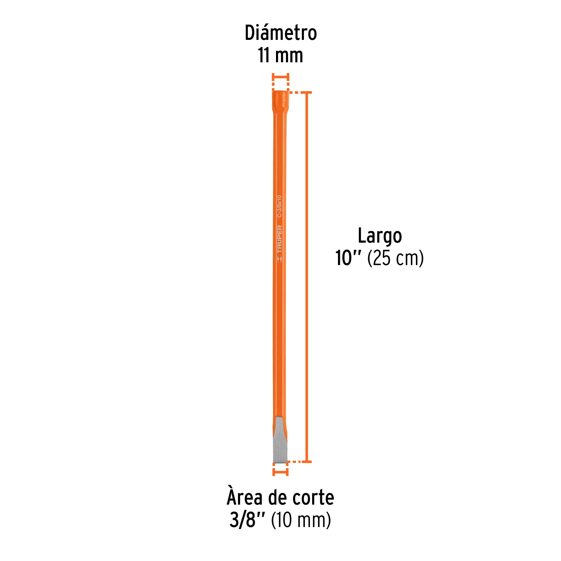 Cincel de corte frío de 3/8 X 10", TRUPER