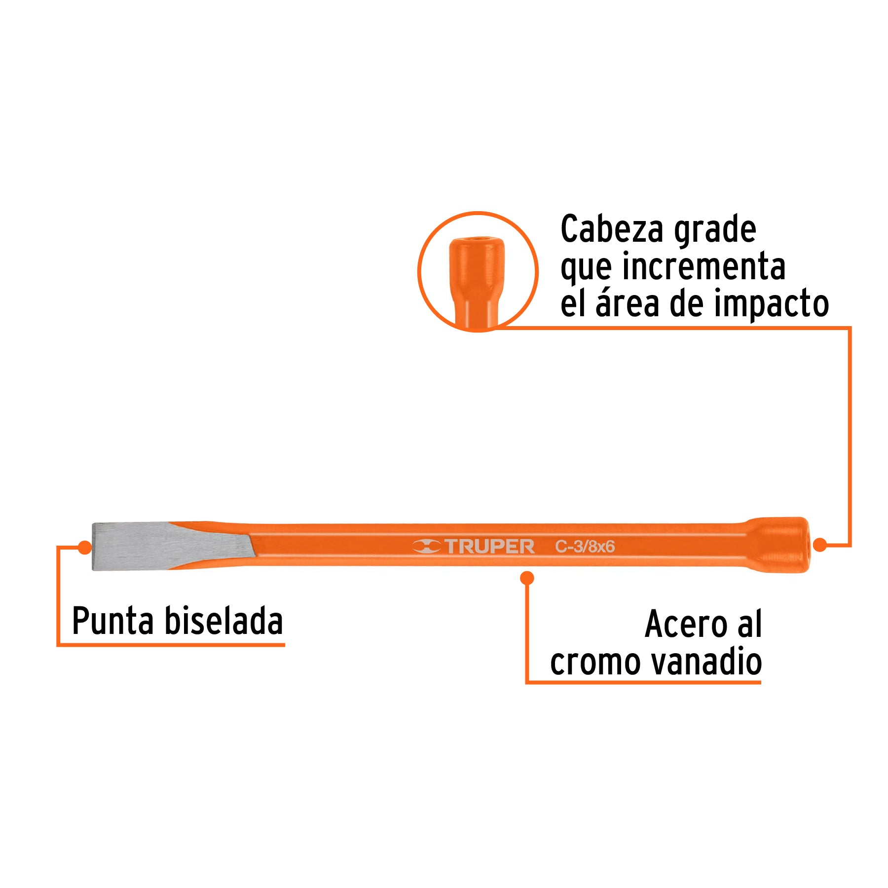 Cincel de corte frío de 3/8 X 6", TRUPER