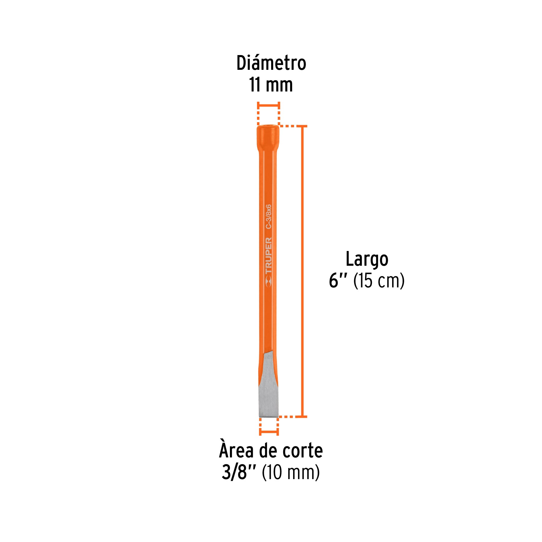 Cincel de corte frío de 3/8 X 6", TRUPER