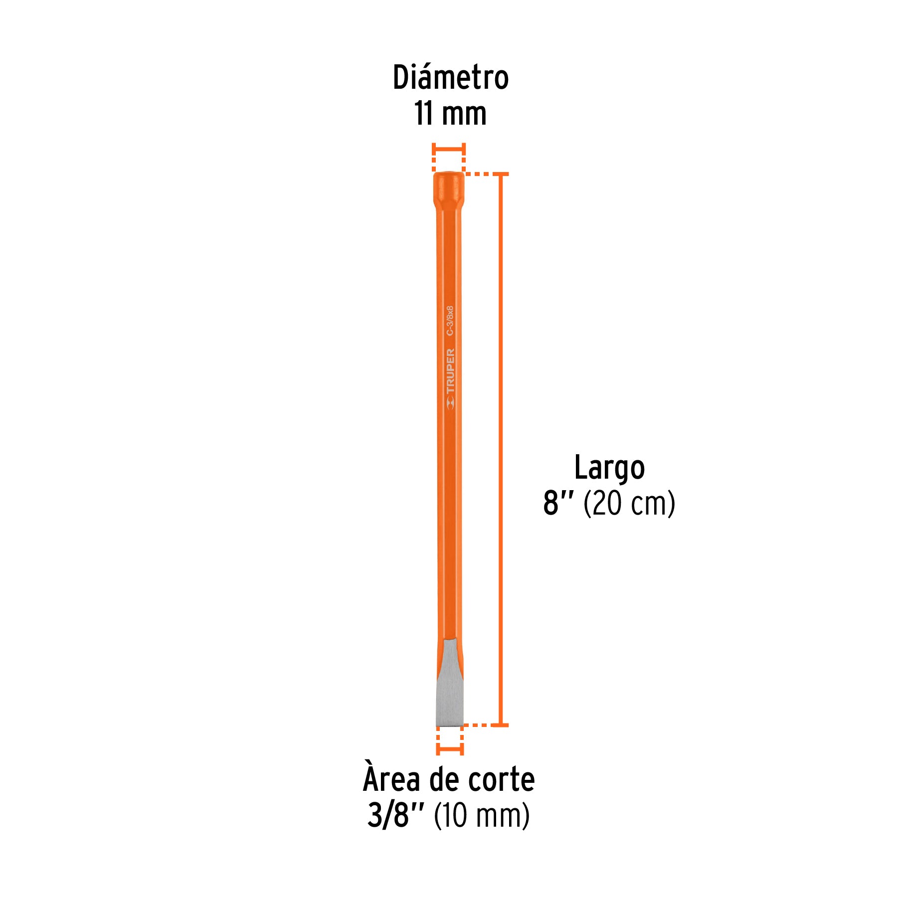Cincel de corte frío de 3/8 X 8", TRUPER