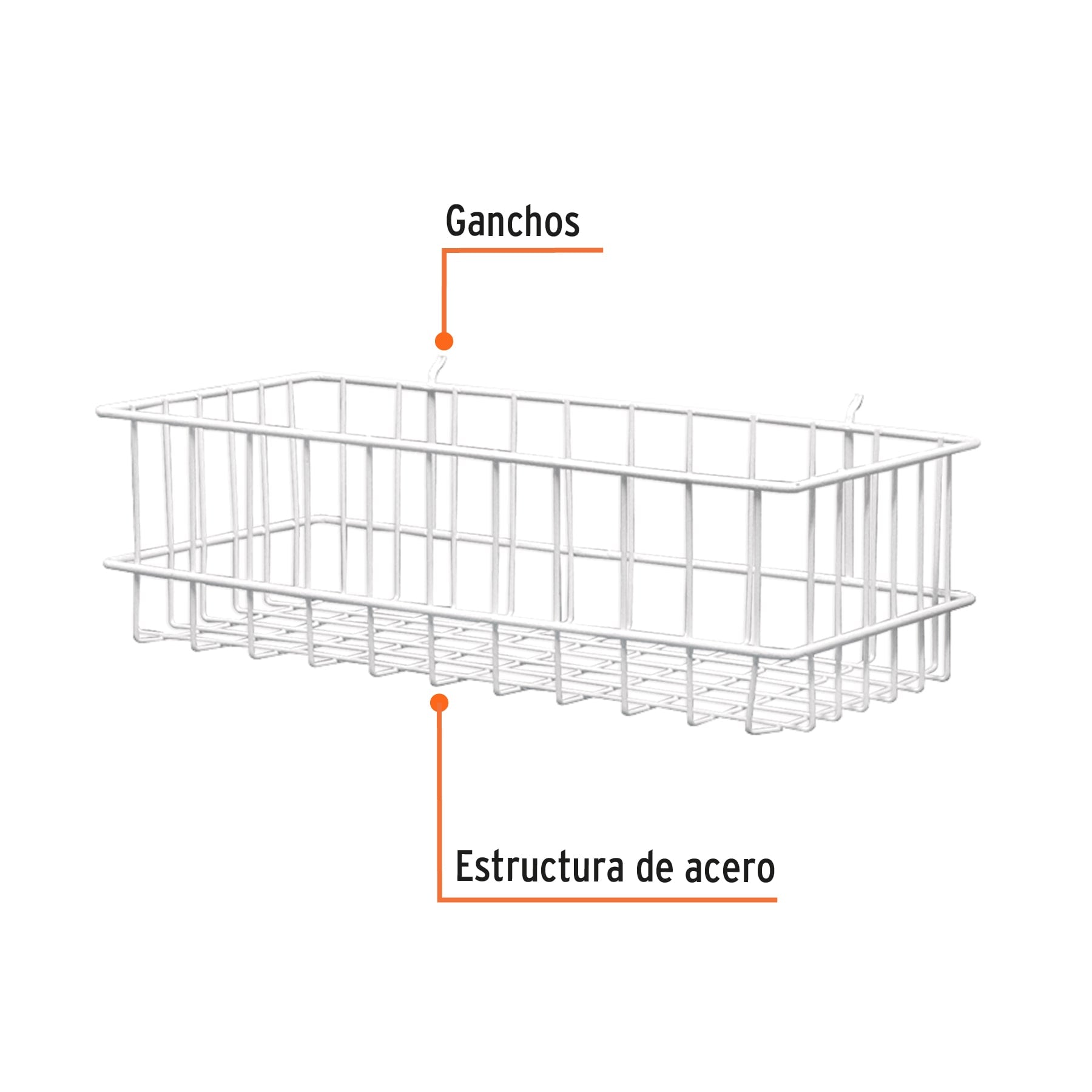 Canastilla de acero, 42 x 12 x 21 cm, TRUPER