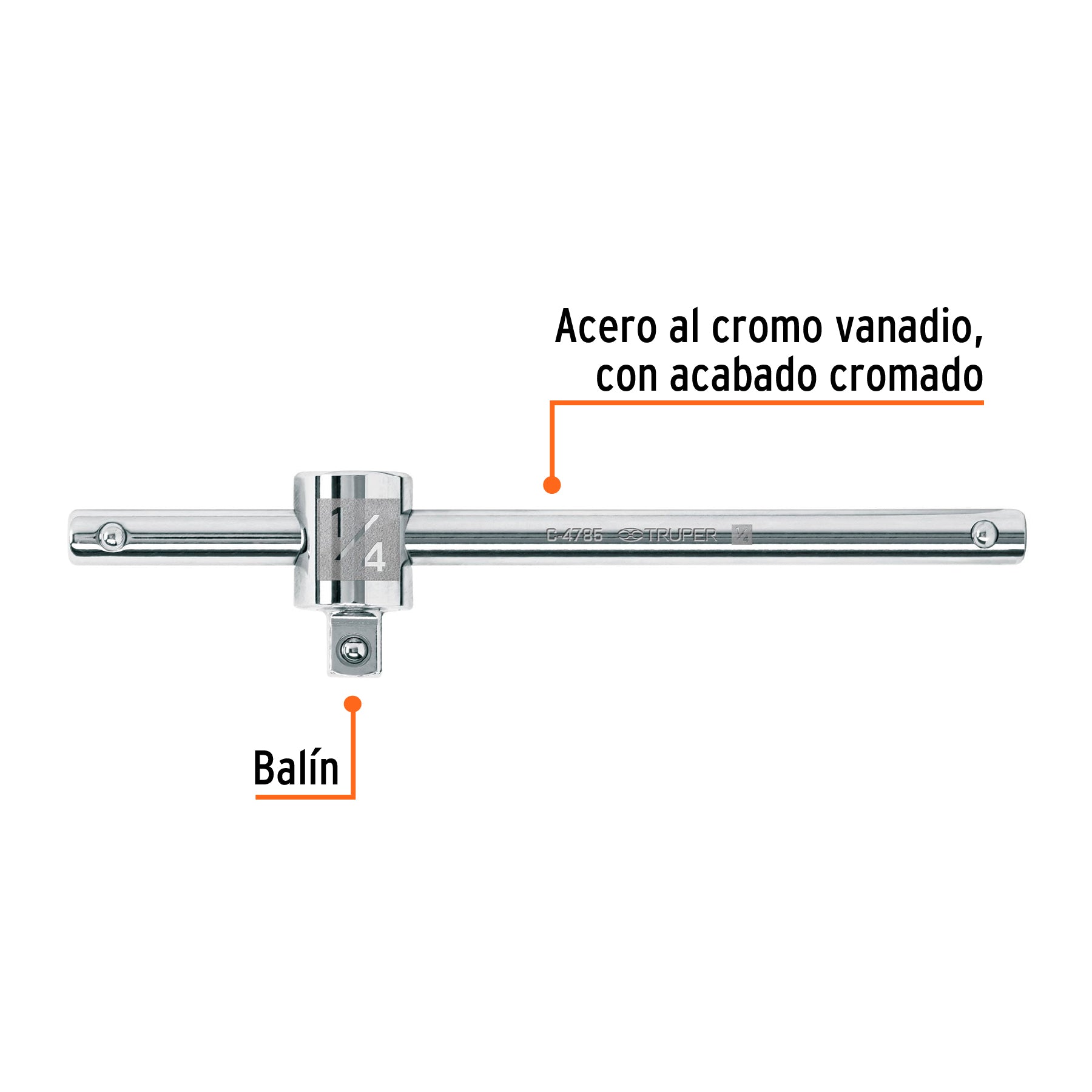 Barra corrediza para dados cuadro 1/4", TRUPER