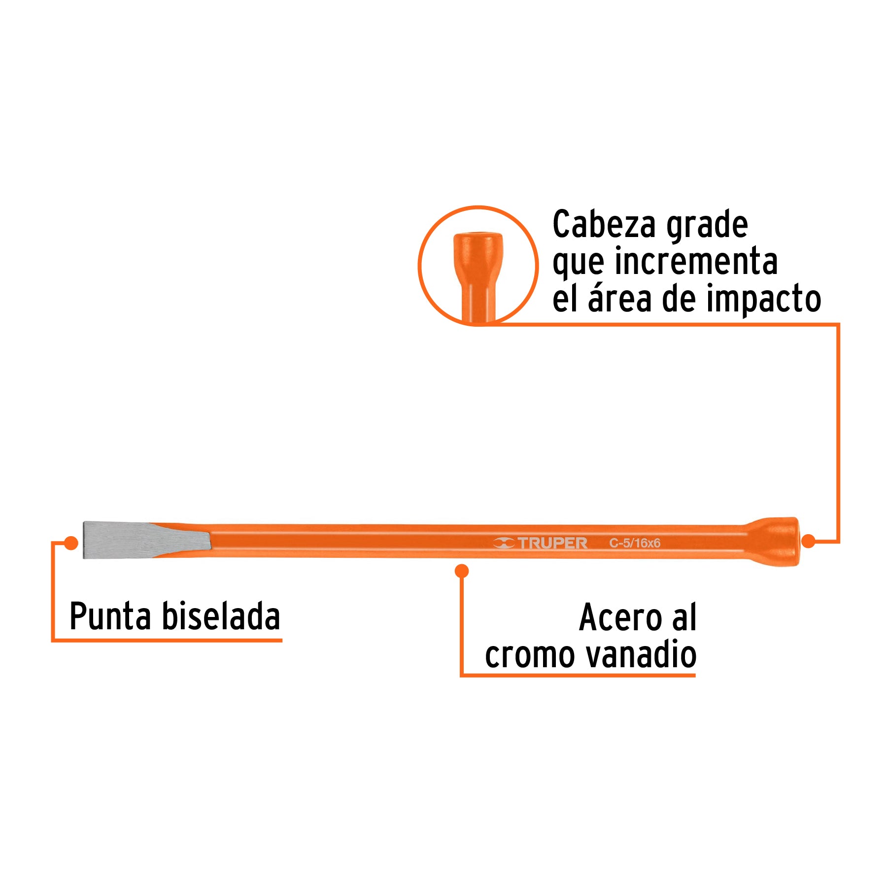 Cincel de corte frío de 5/16 X 6", TRUPER