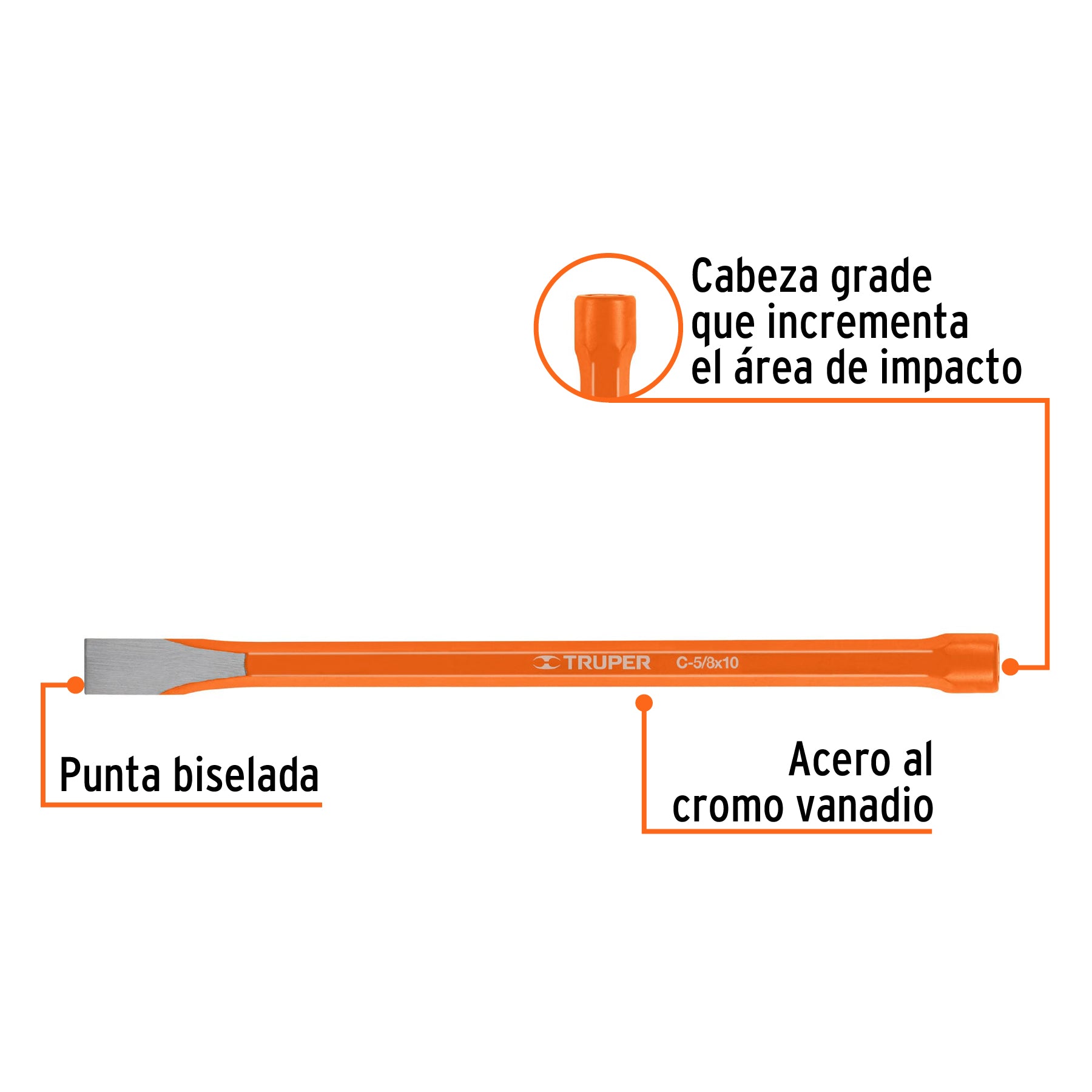 Cincel de corte frío de 5/8 X 10", TRUPER