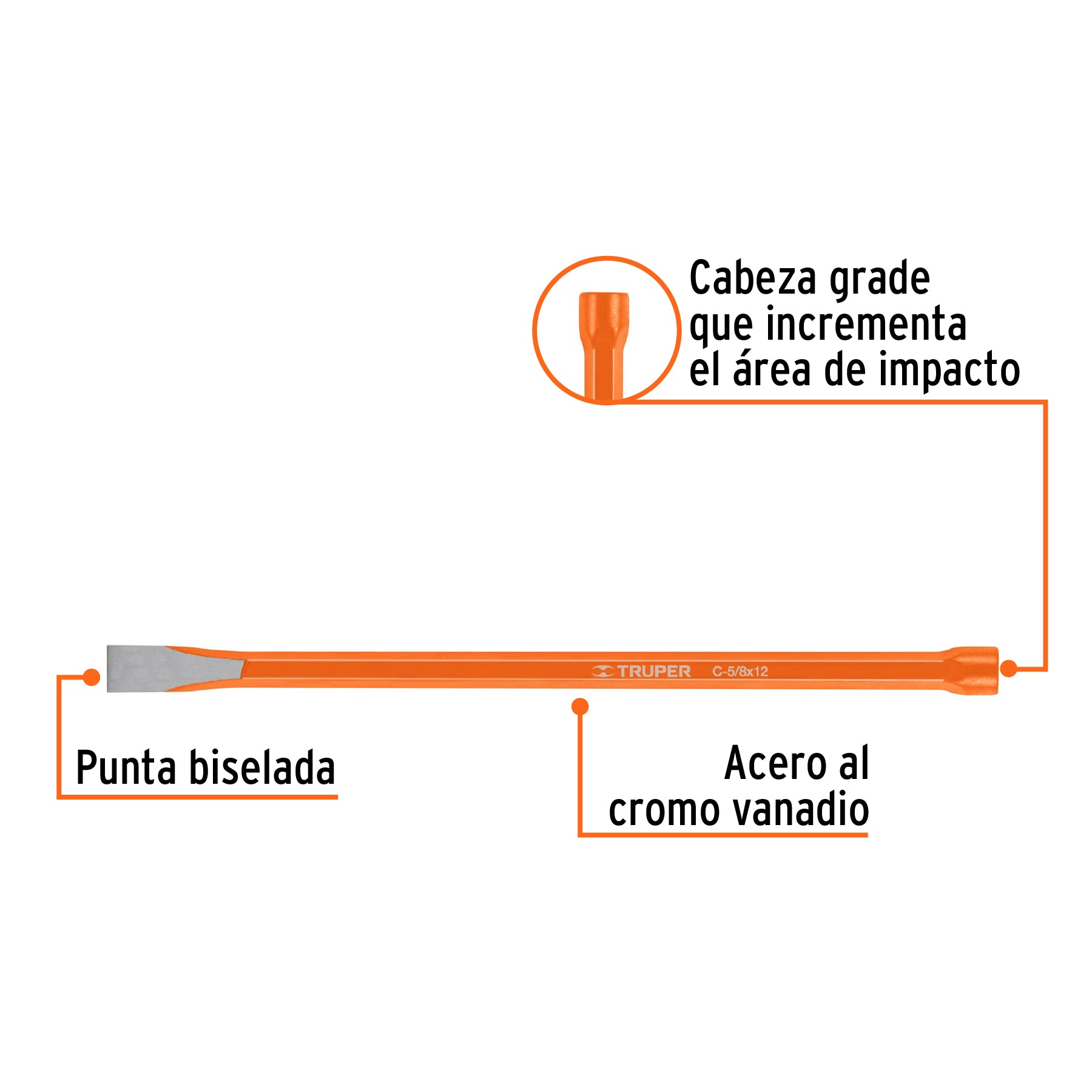 Cincel de corte frío de 5/8 X 12", TRUPER