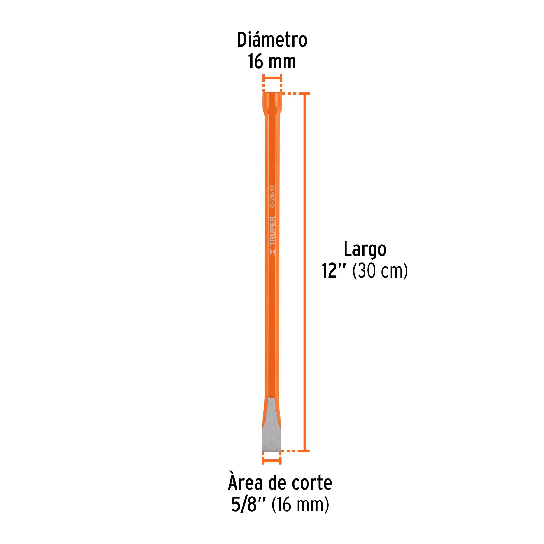 Cincel de corte frío de 5/8 X 12", TRUPER