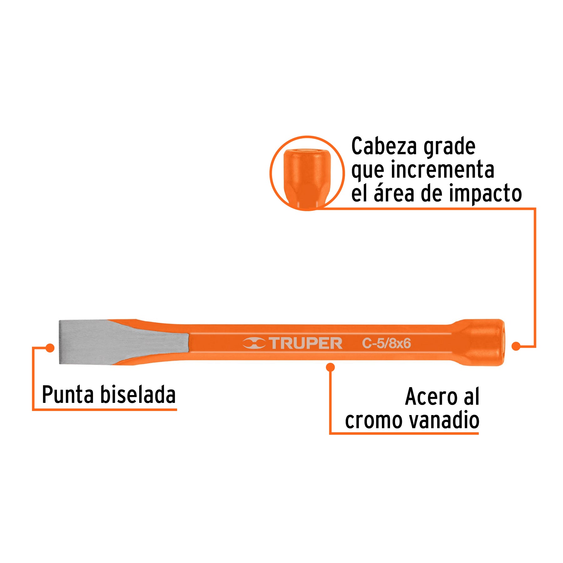 Cincel de corte frío de 5/8 X 6", TRUPER