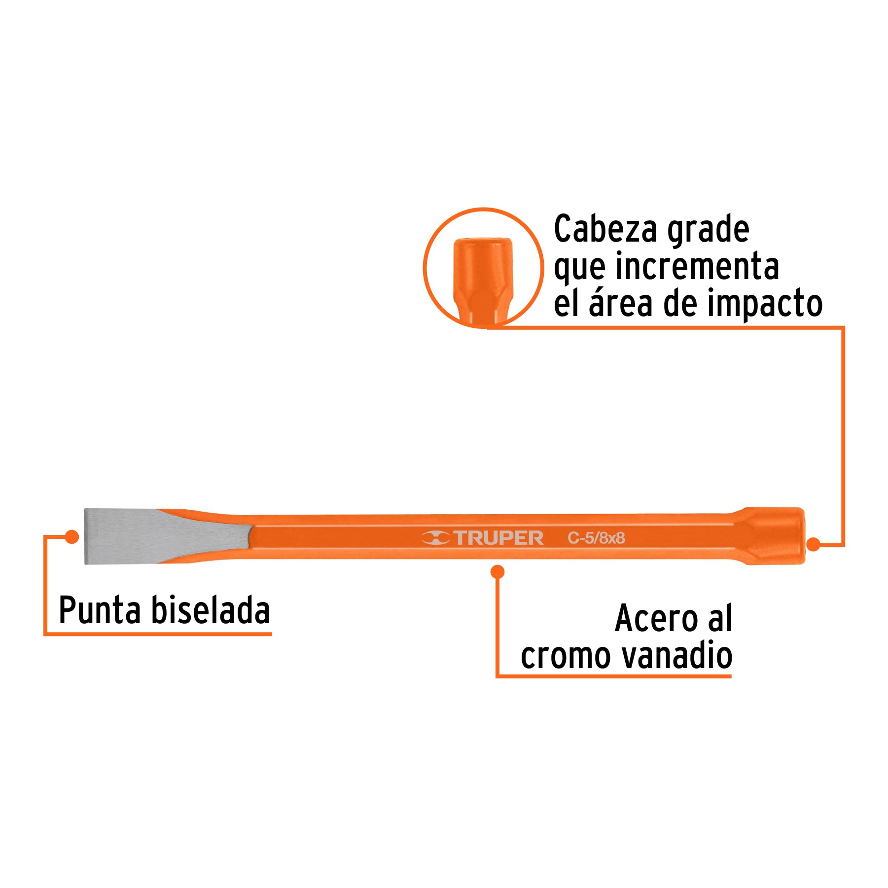 Cincel de corte frío de 5/8 X 8", TRUPER