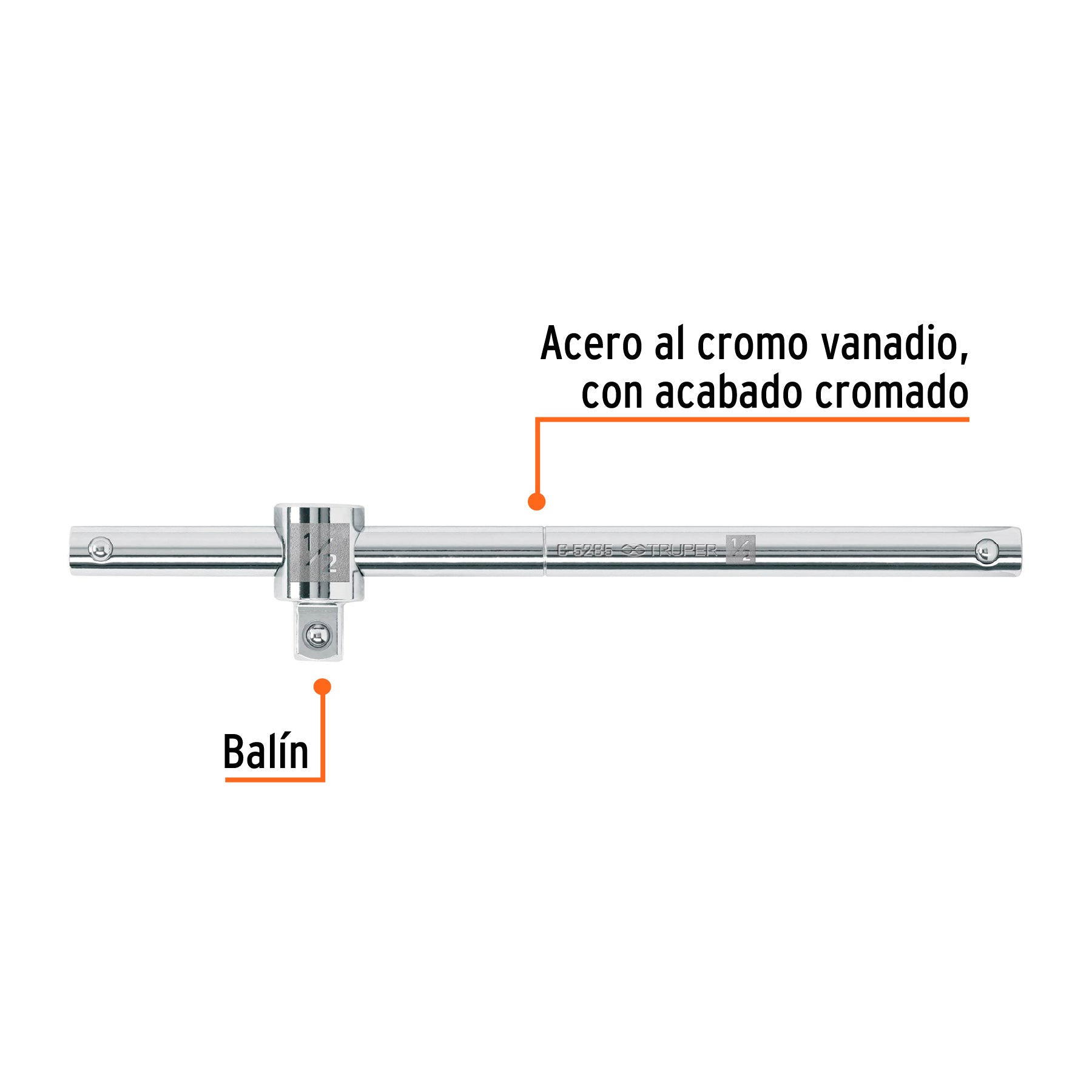 Barra corrediza para dados cuadro 1/2", TRUPER