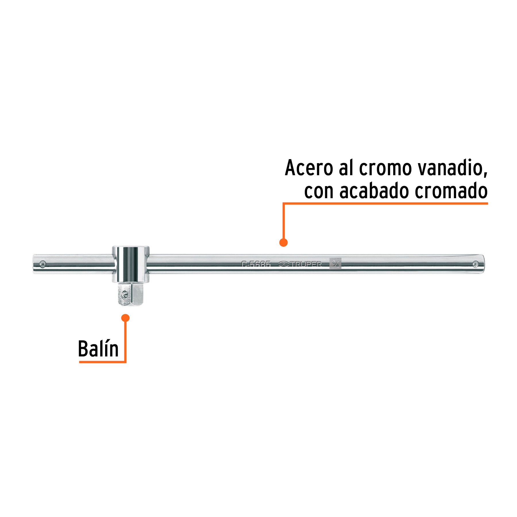 Barra corrediza para dados cuadro 3/4", TRUPER