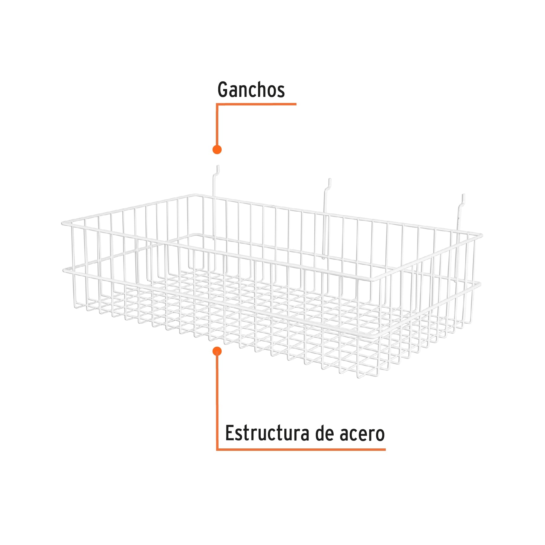 Canastilla de acero, 60 x 14 x 34 cm, TRUPER