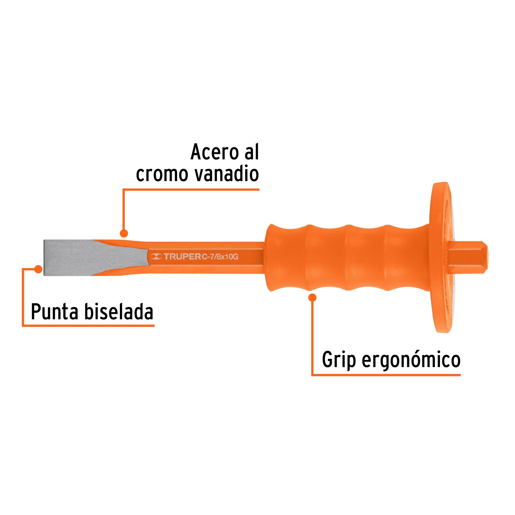 Cincel de corte frío 7/8 x 10" con grip, TRUPER