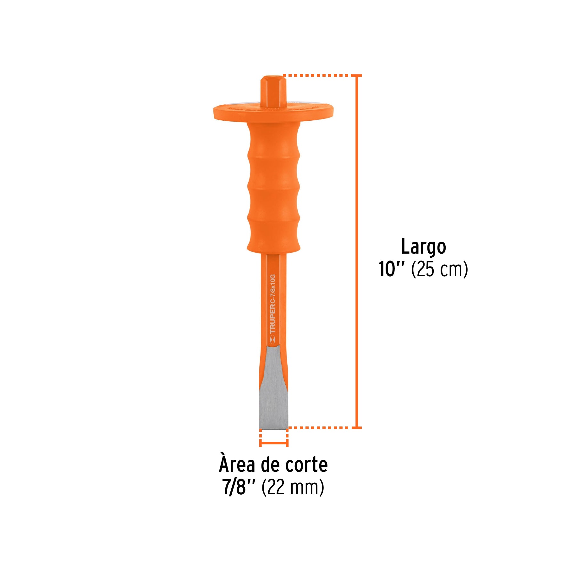 Cincel de corte frío 7/8 x 10" con grip, TRUPER