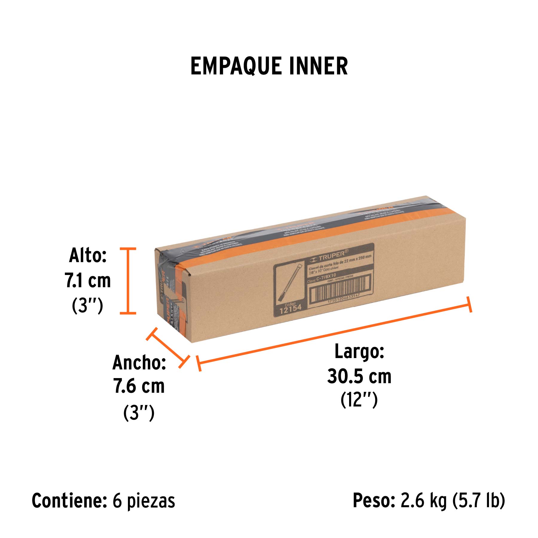 Cincel de corte frío de 7/8 X 10", TRUPER - Empaque