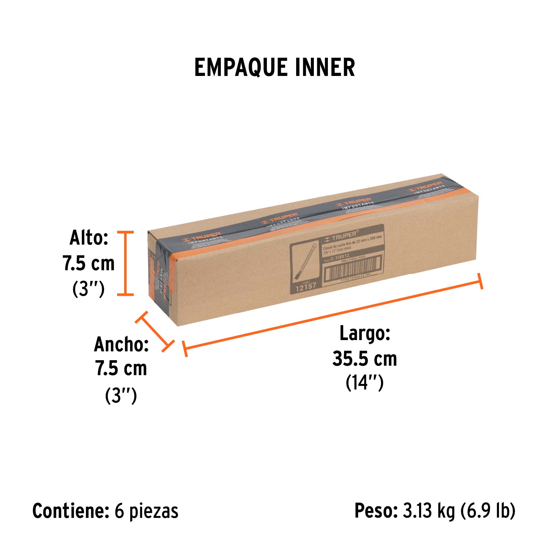 Cincel de corte frío de 7/8 X 12", TRUPER - Empaque