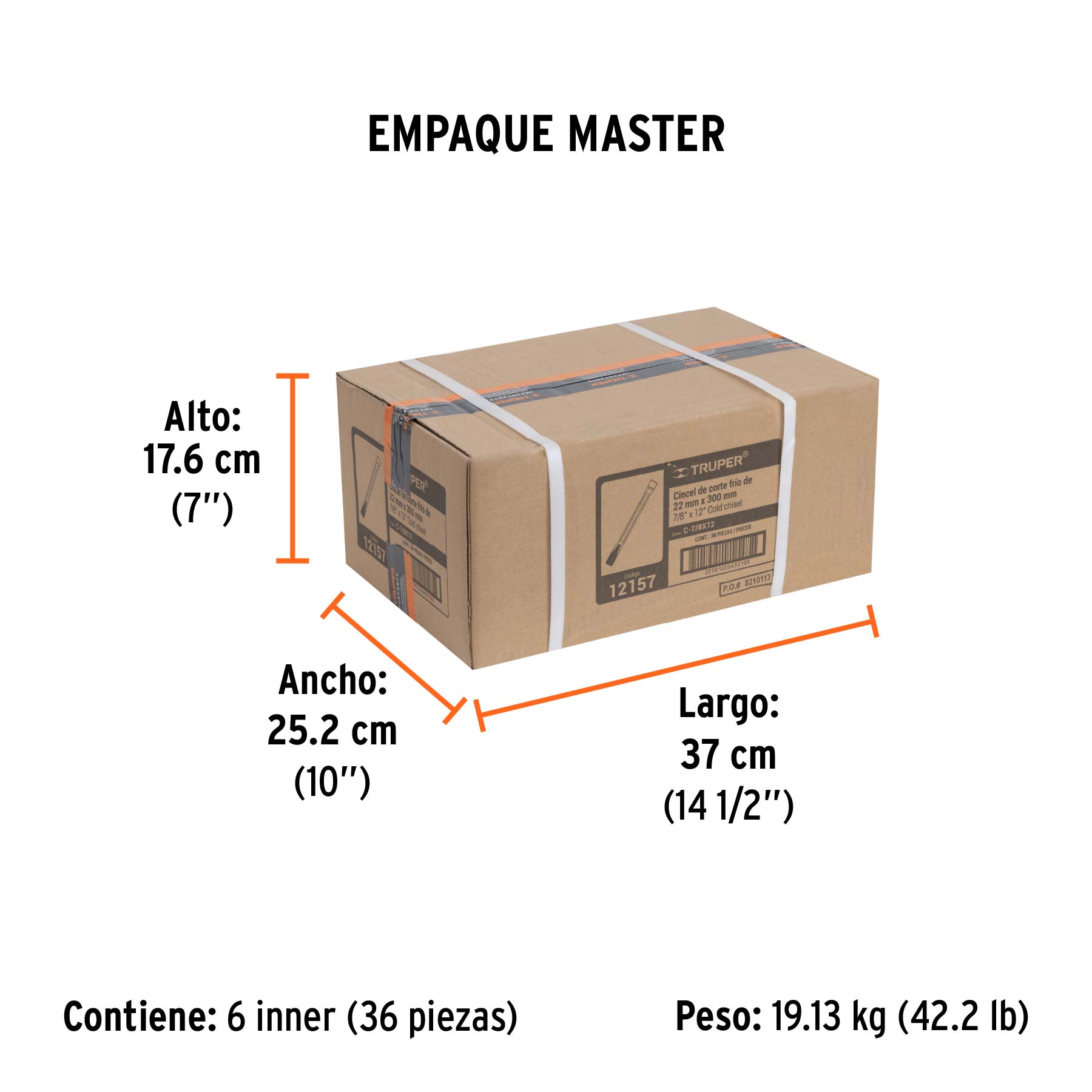 Cincel de corte frío de 7/8 X 12", TRUPER - Empaque