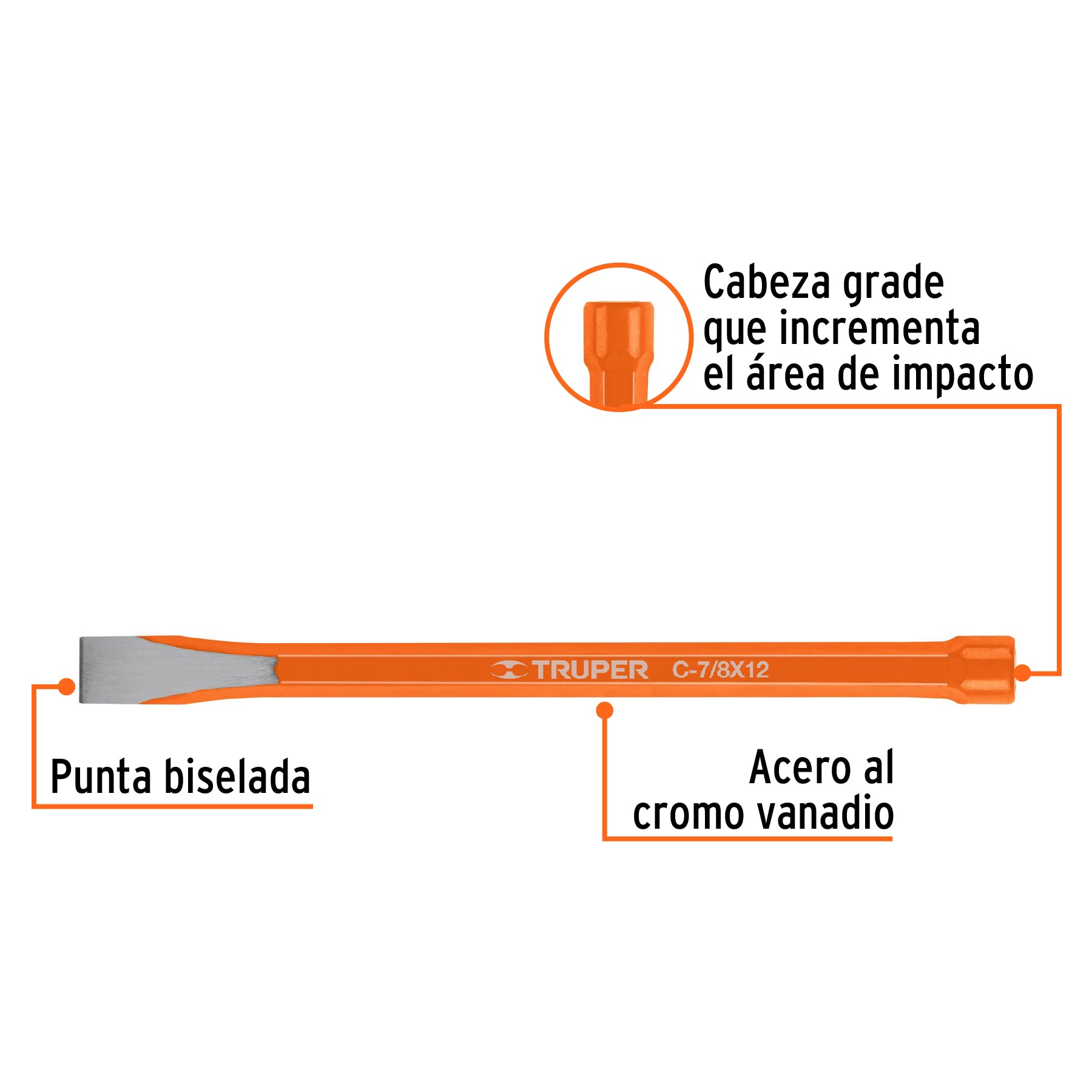 Cincel de corte frío de 7/8 X 12", TRUPER