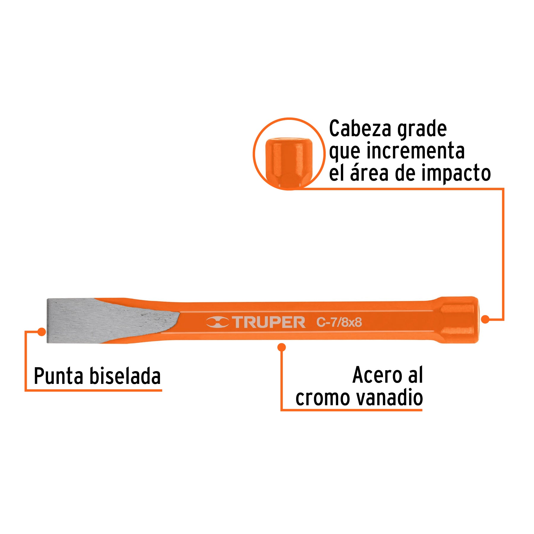 Cincel de corte frío de 7/8 X 8", TRUPER