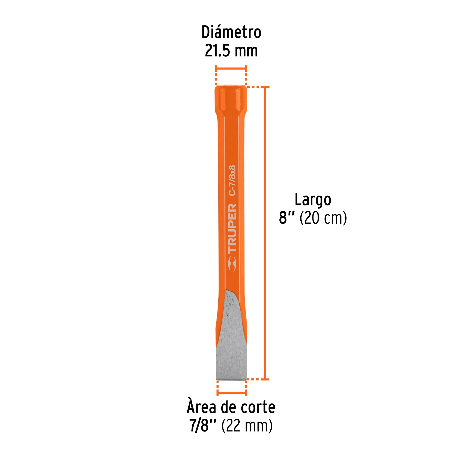 Cincel de corte frío de 7/8 X 8", TRUPER