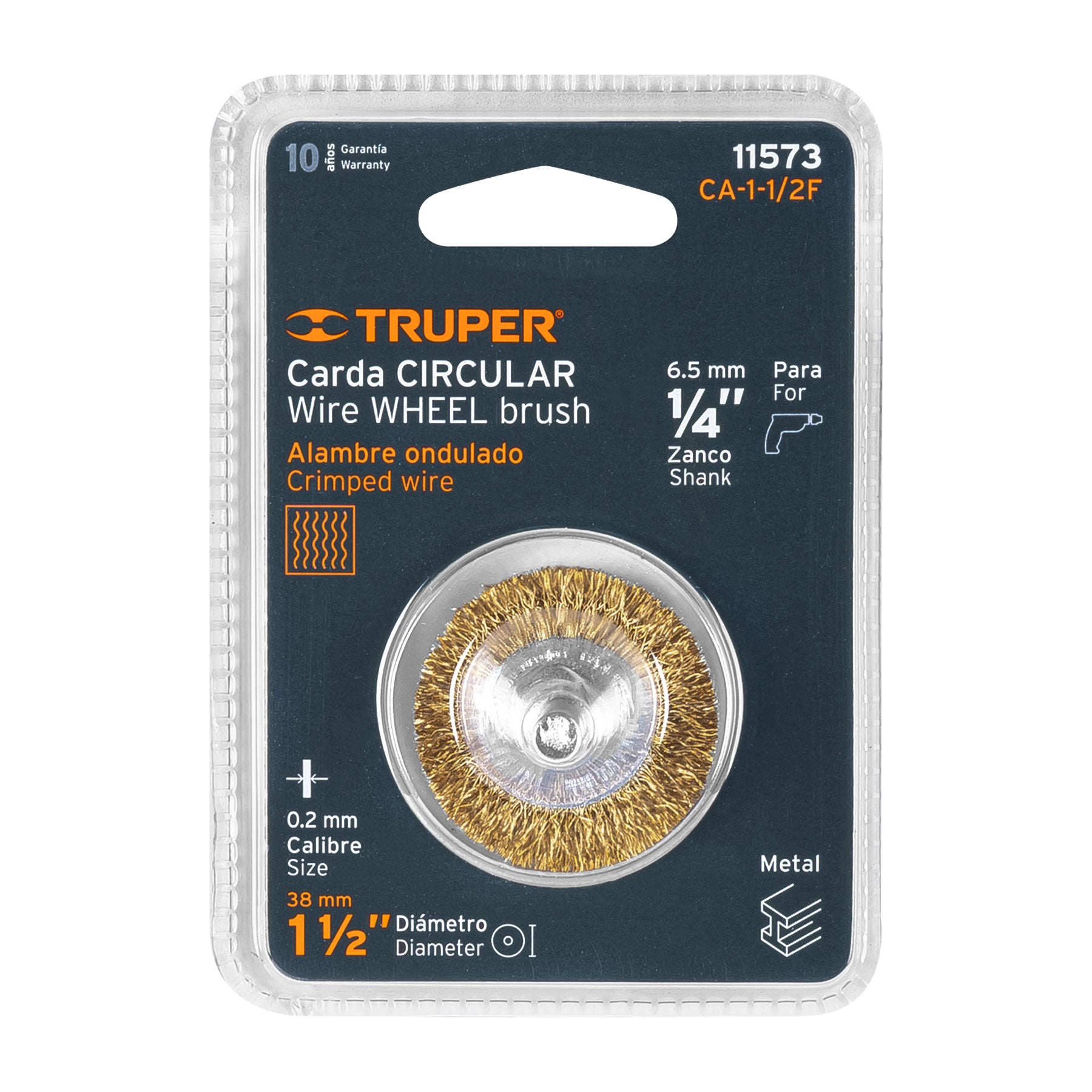 Carda circular 1-1/2" alambre fino para taladro, TRUPER