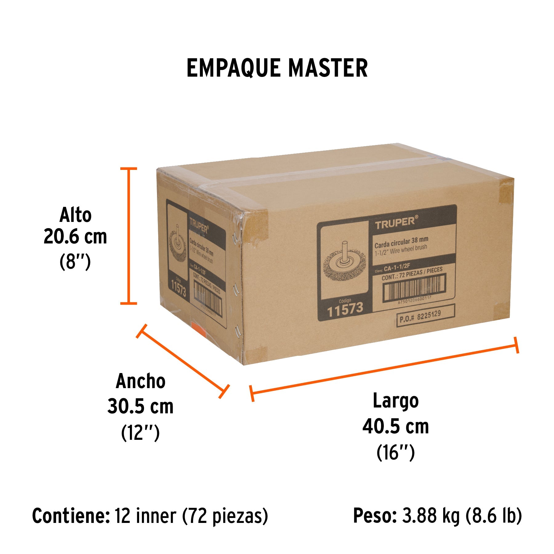 Carda circular 1-1/2" alambre fino para taladro, TRUPER - Empaque