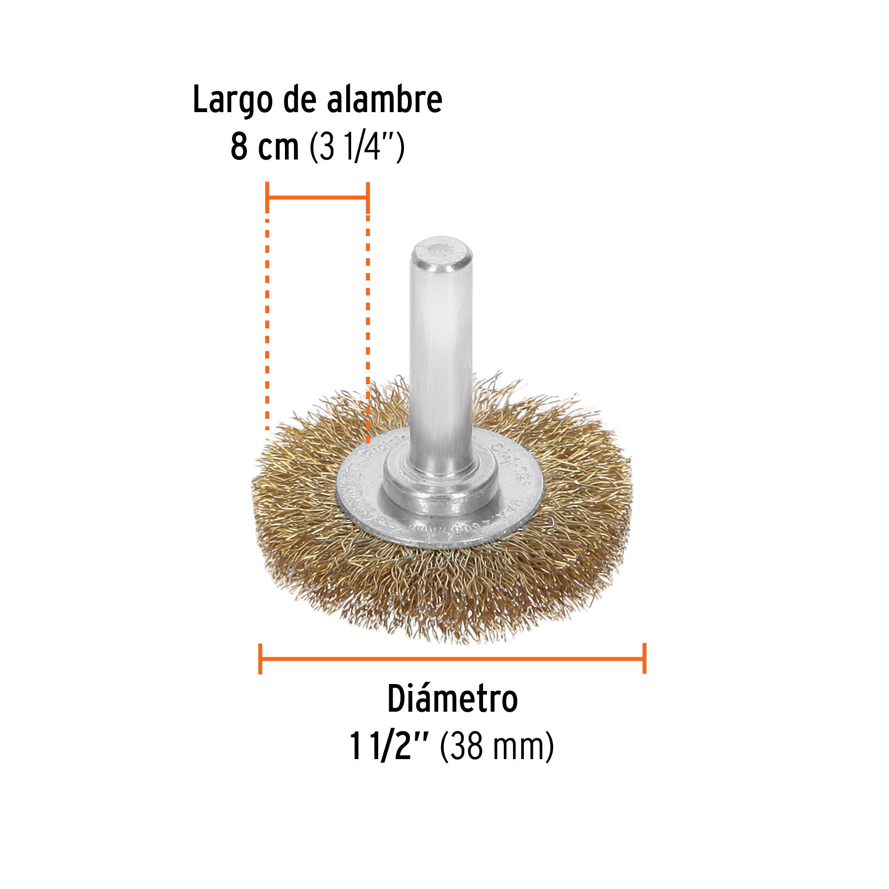 Carda circular 1-1/2" alambre fino para taladro, TRUPER