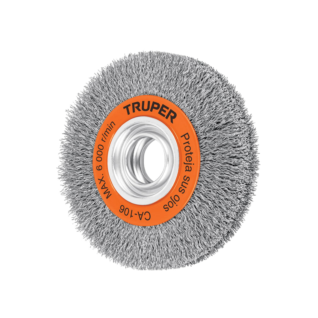 Carda alambre ondulado 6" x 1-1/8" para esmeril, TRUPER