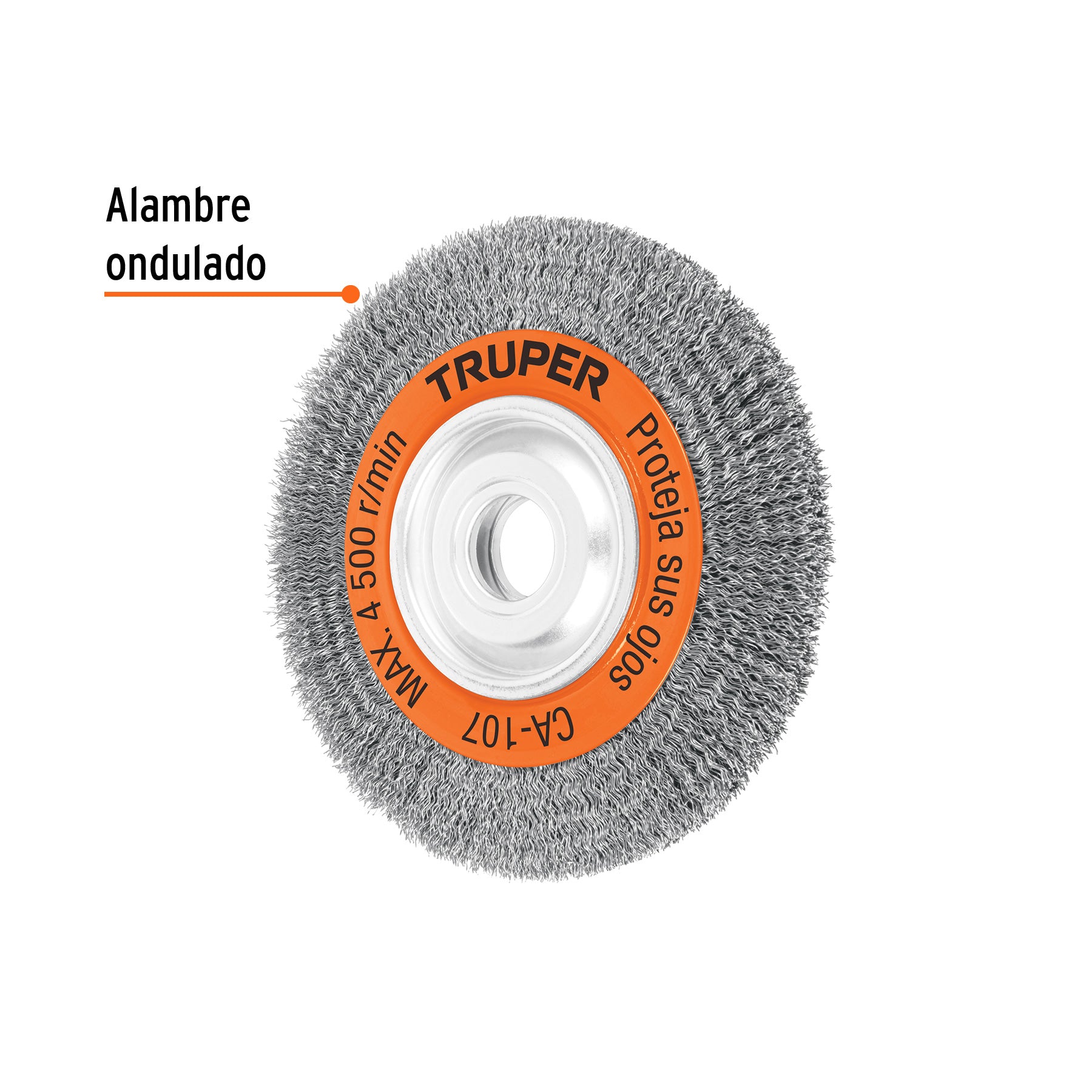 Carda alambre ondulado 8" x 3/4" para esmeril, TRUPER