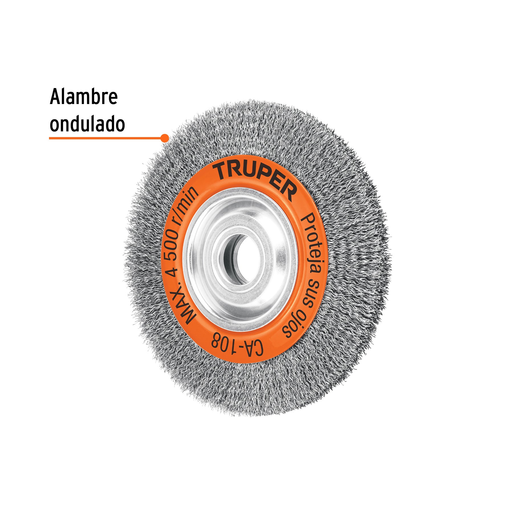 Carda alambre ondulado 8" x 7/8" para esmeril, TRUPER