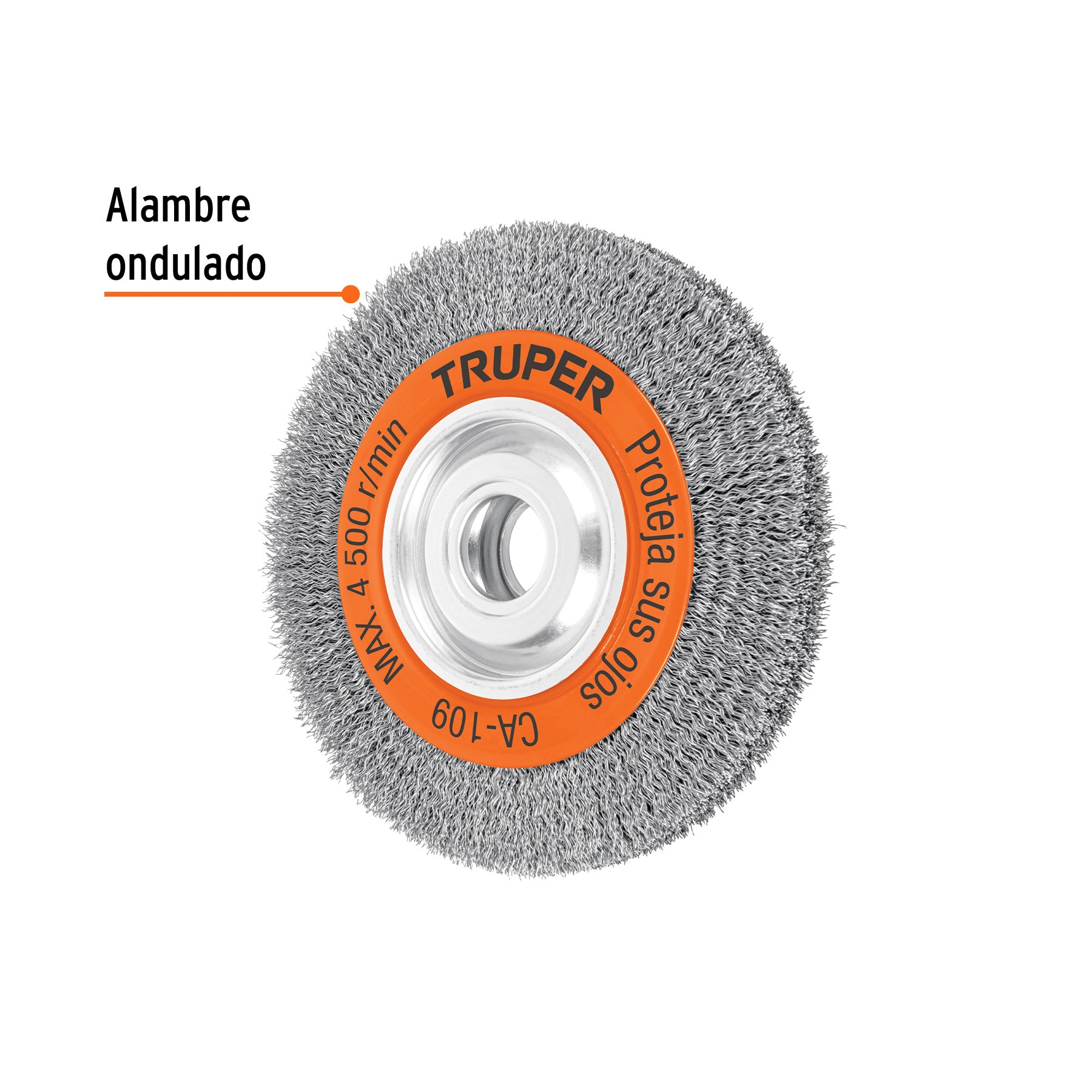 Carda alambre ondulado 8" x 1" para esmeril, TRUPER