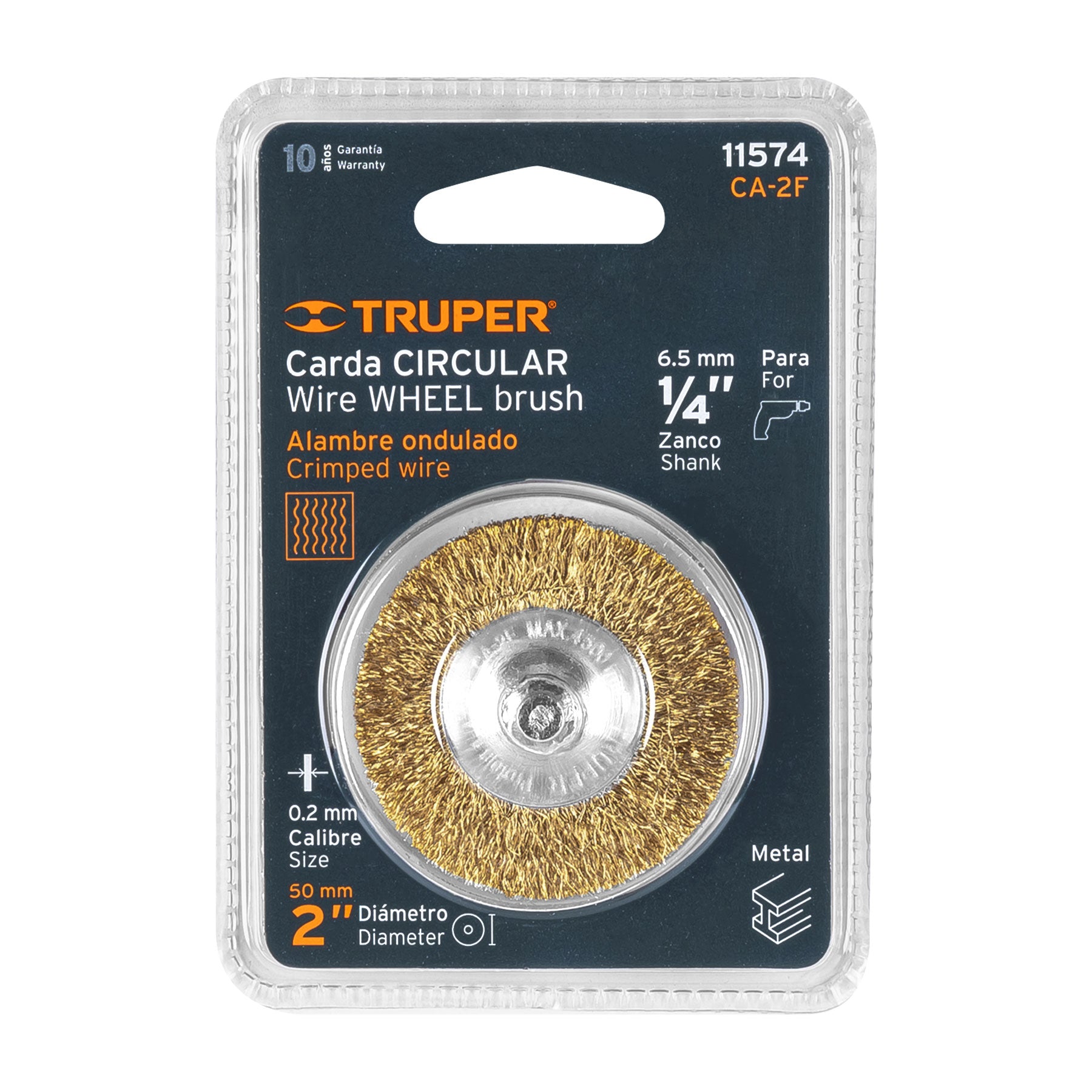 Carda circular 2" alambre fino para taladro, TRUPER