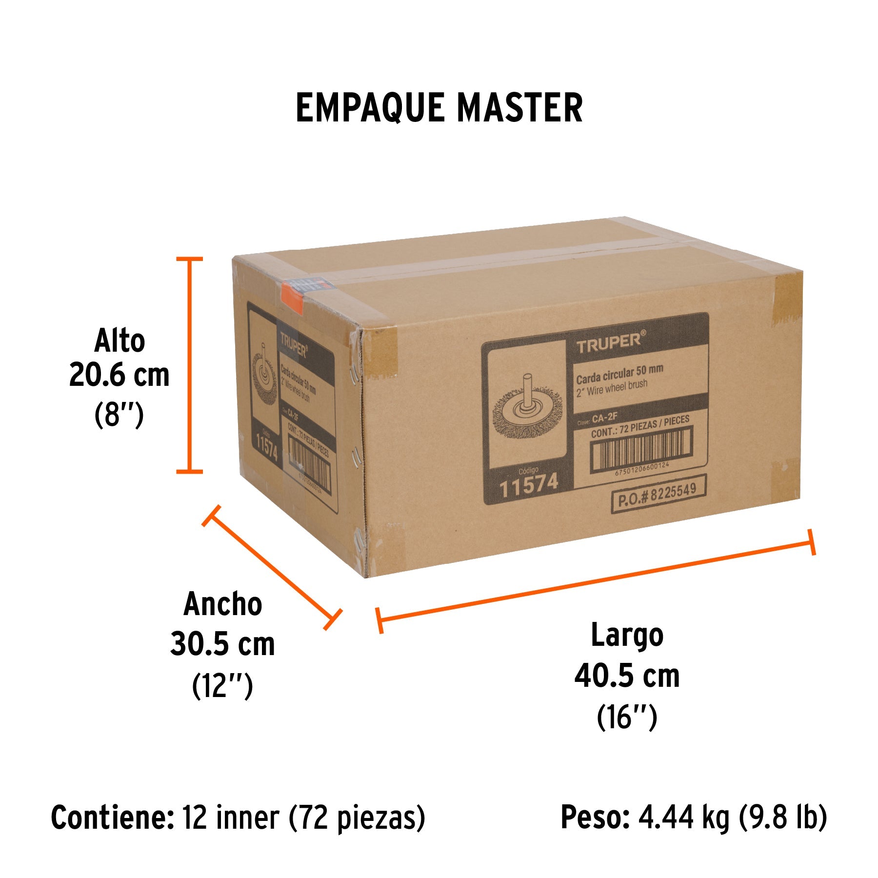 Carda circular 2" alambre fino para taladro, TRUPER - Empaque