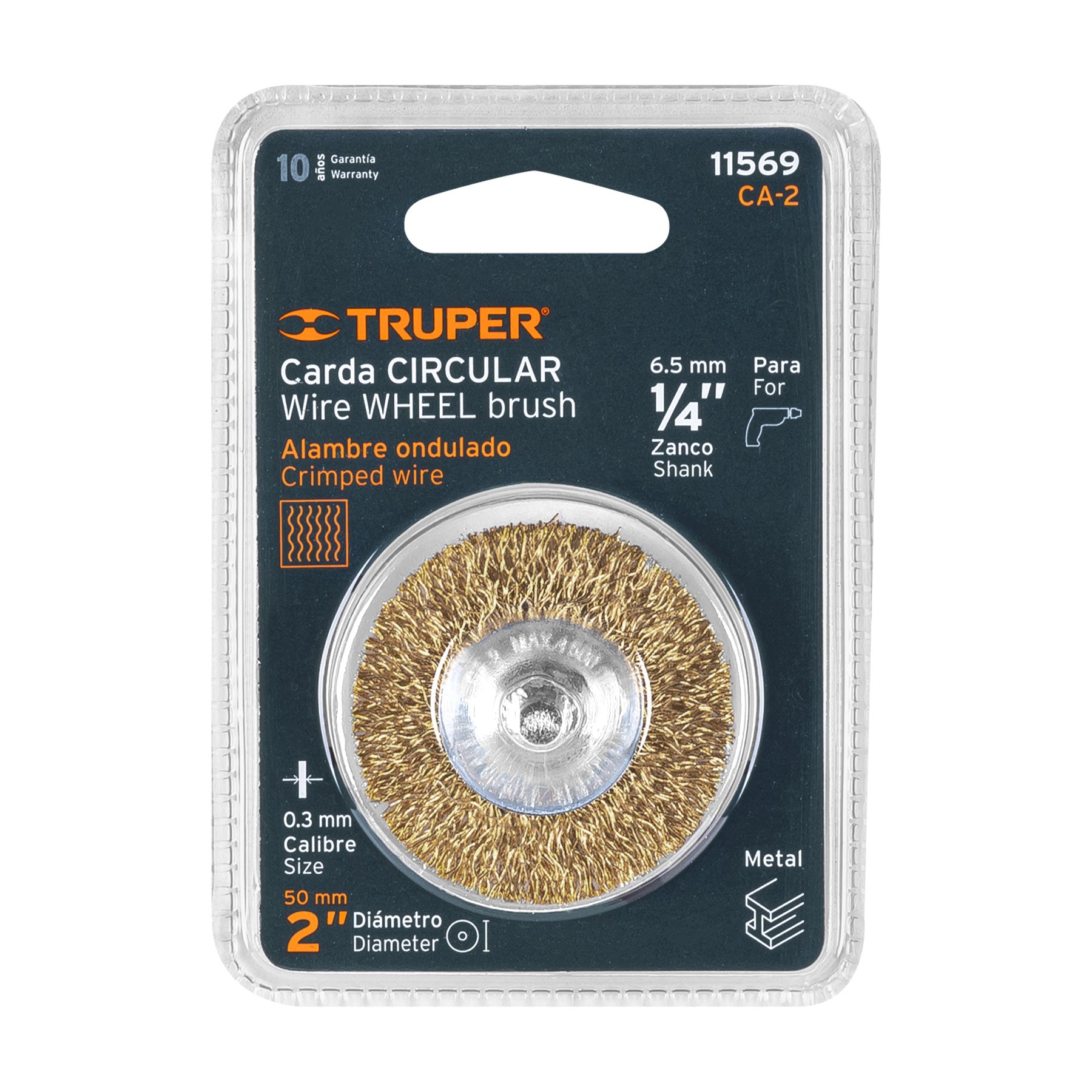 Carda circular 2" alambre grueso para taladro, TRUPER